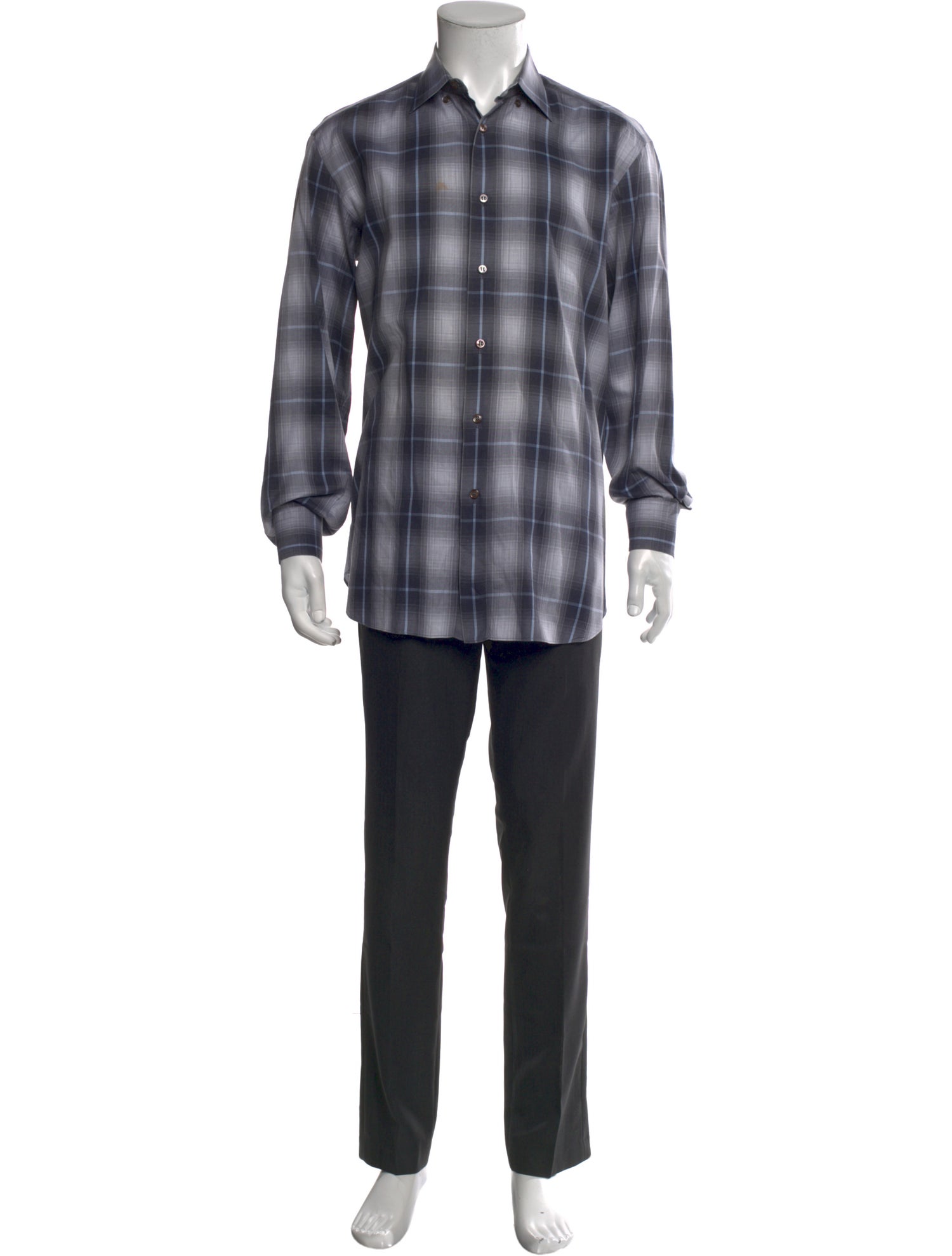 Brioni Plaid Print Long Sleeve Shirt