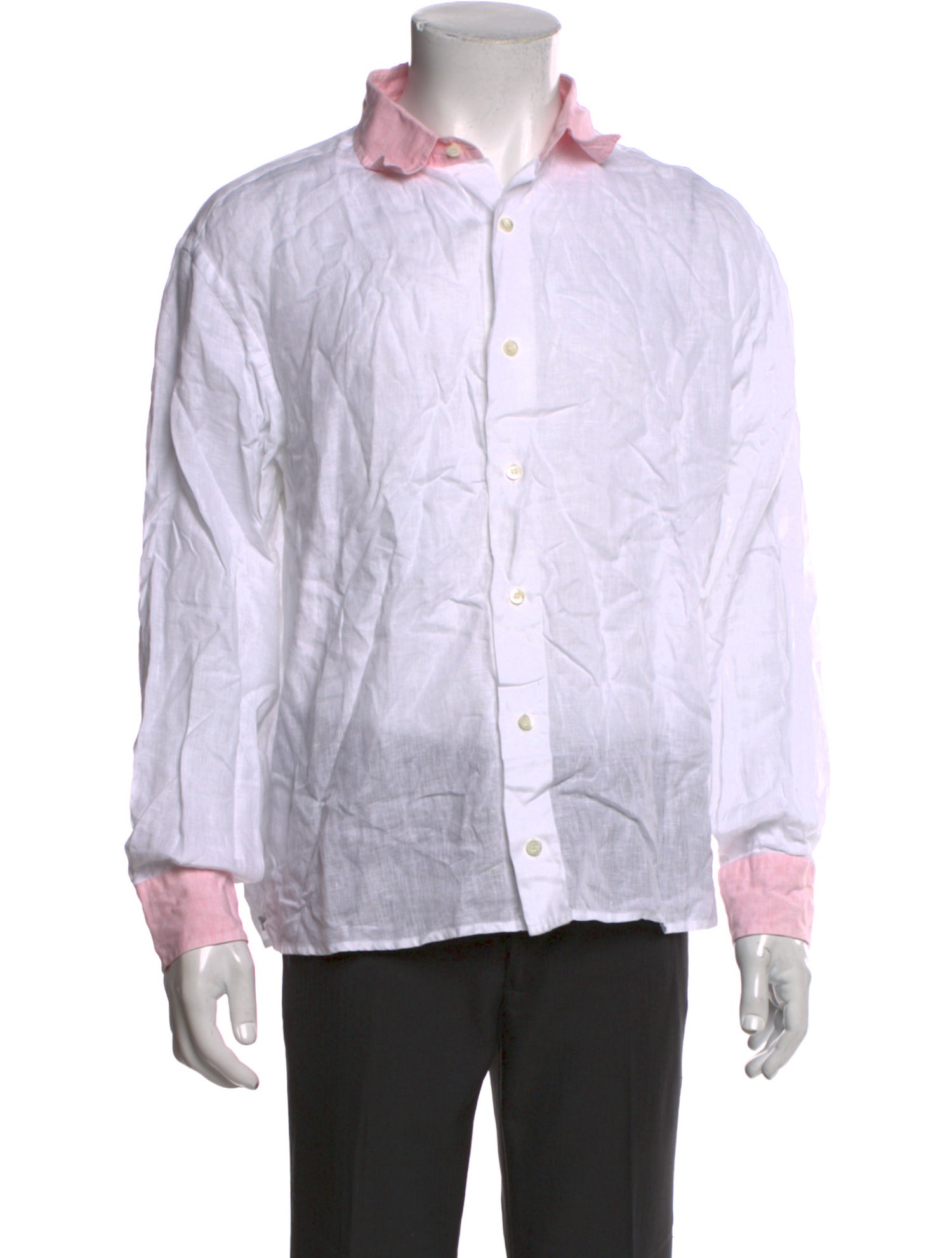 Brioni Linen Colorblock Pattern Dress Shirt