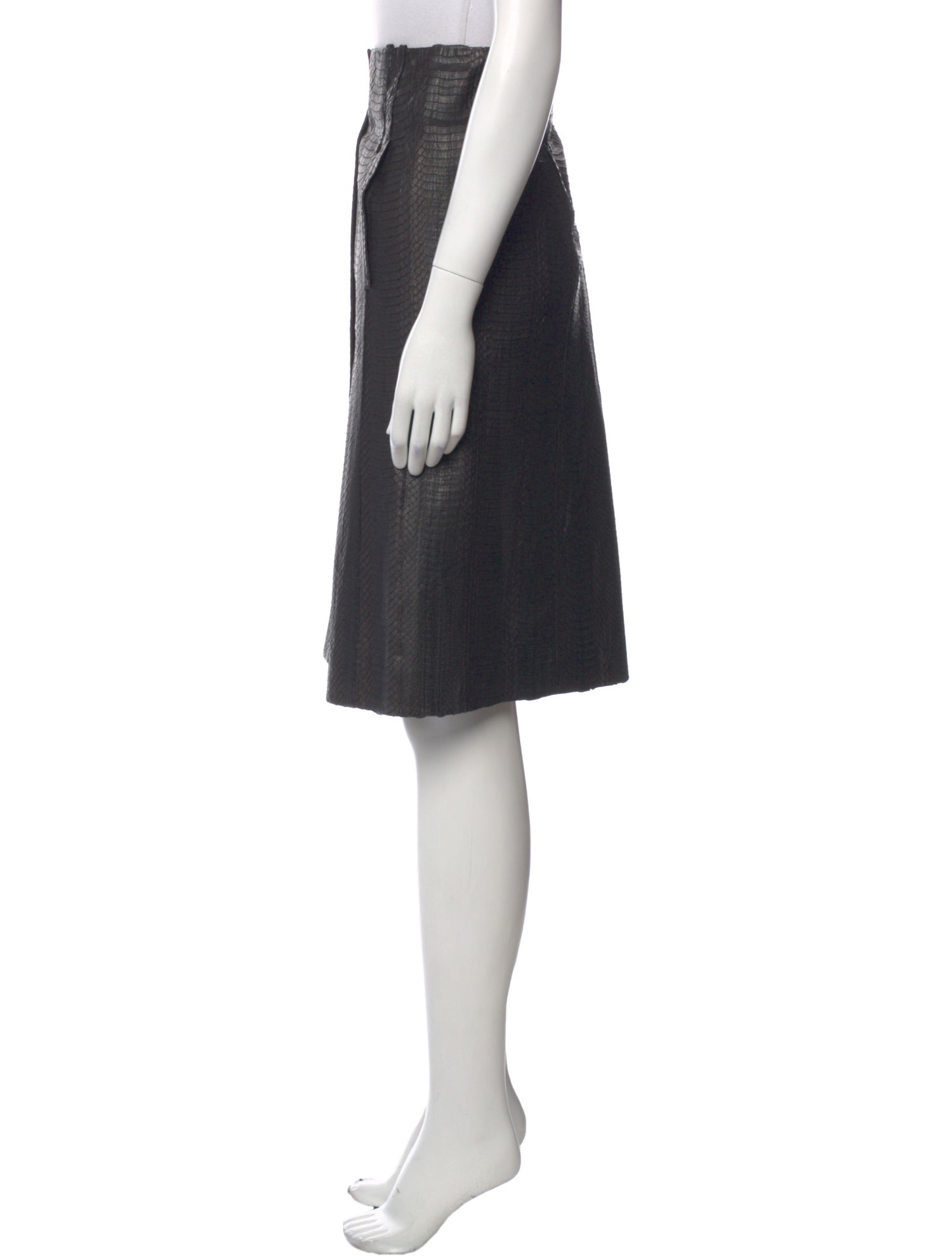 Brioni Leather Knee-Length Skirt