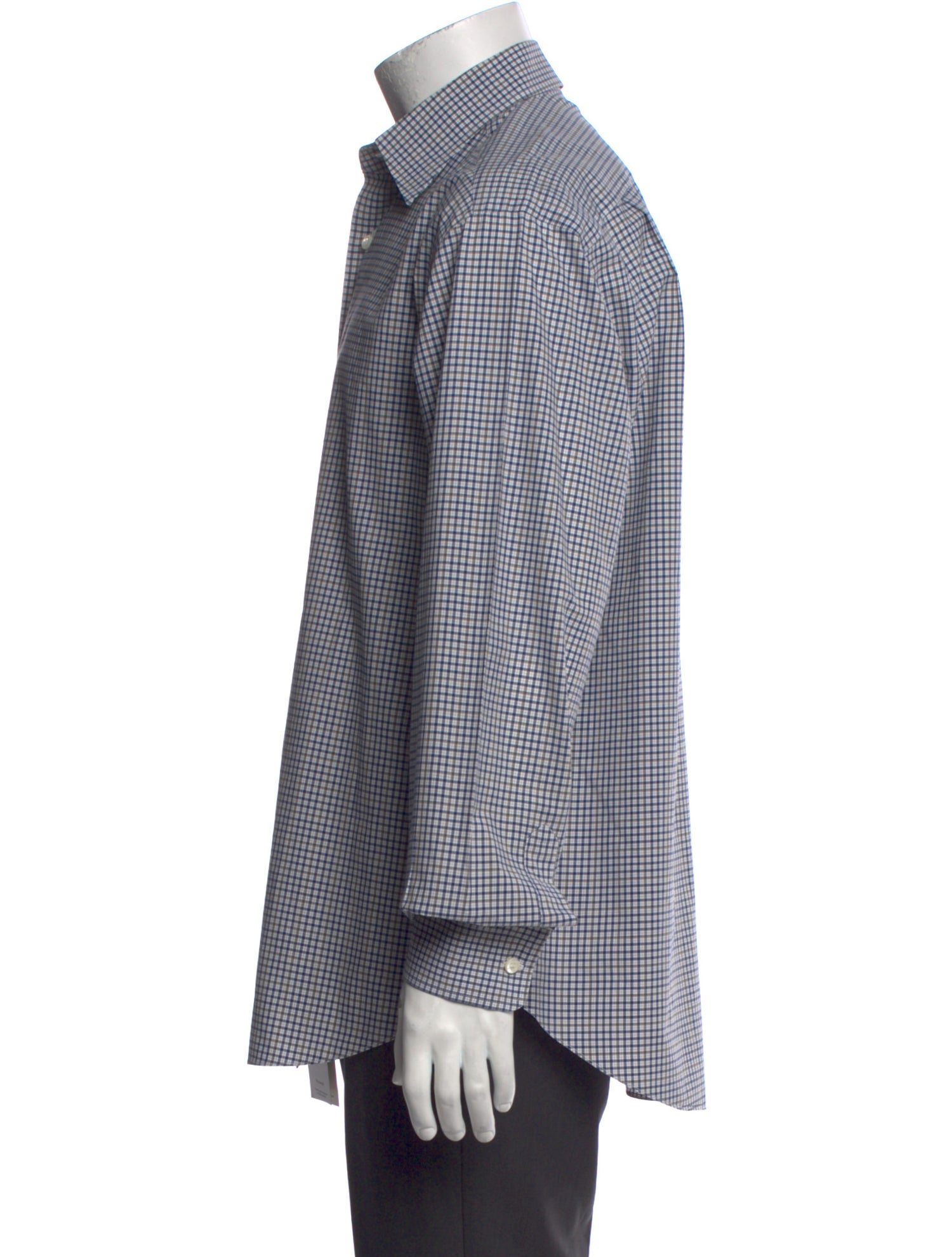 Brioni Plaid Print Long Sleeve Dress Shirt