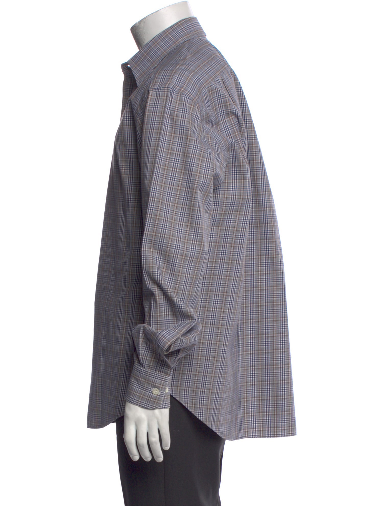 Brioni Plaid Print Long Sleeve Dress Shirt