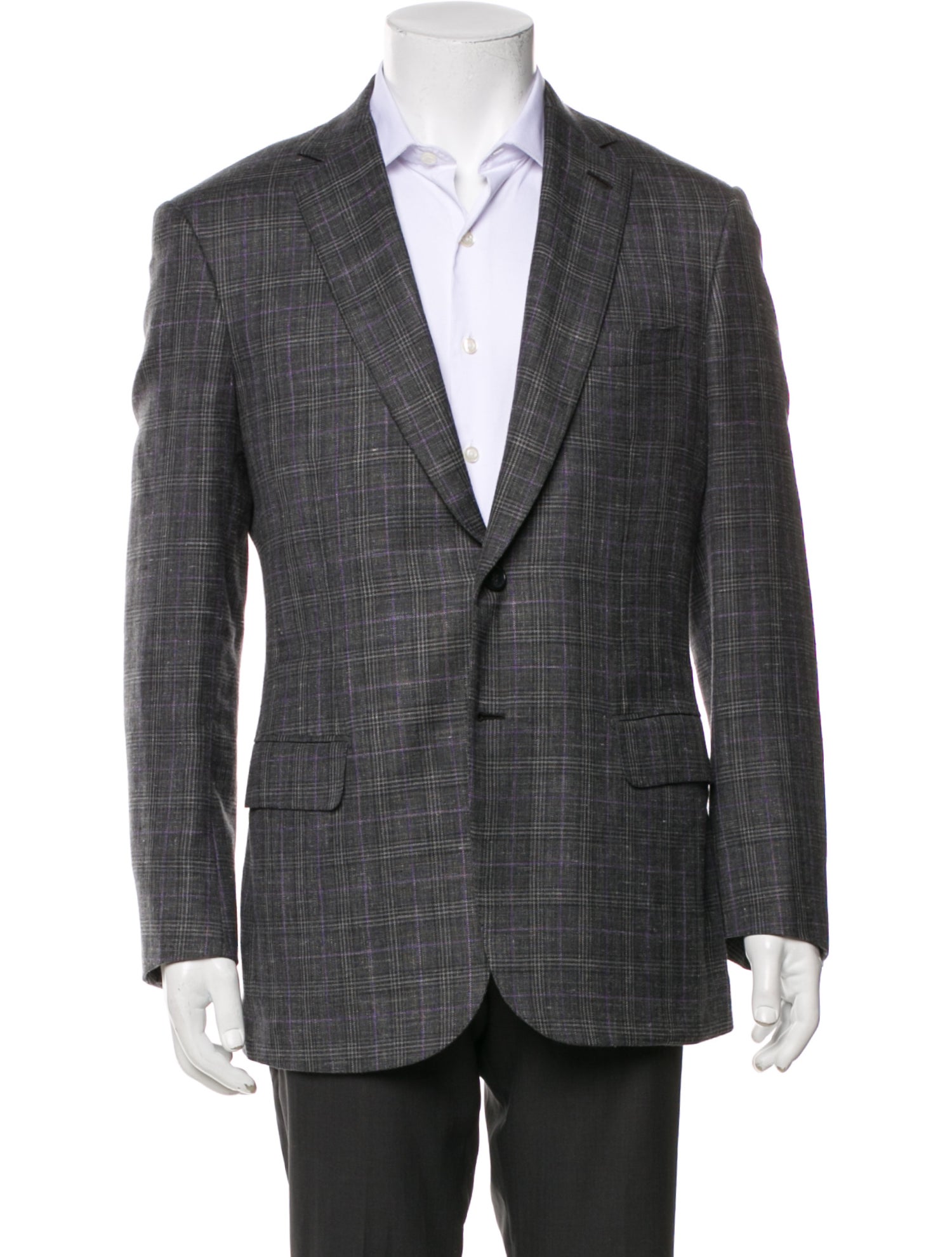 Brioni Wool Plaid Print Blazer