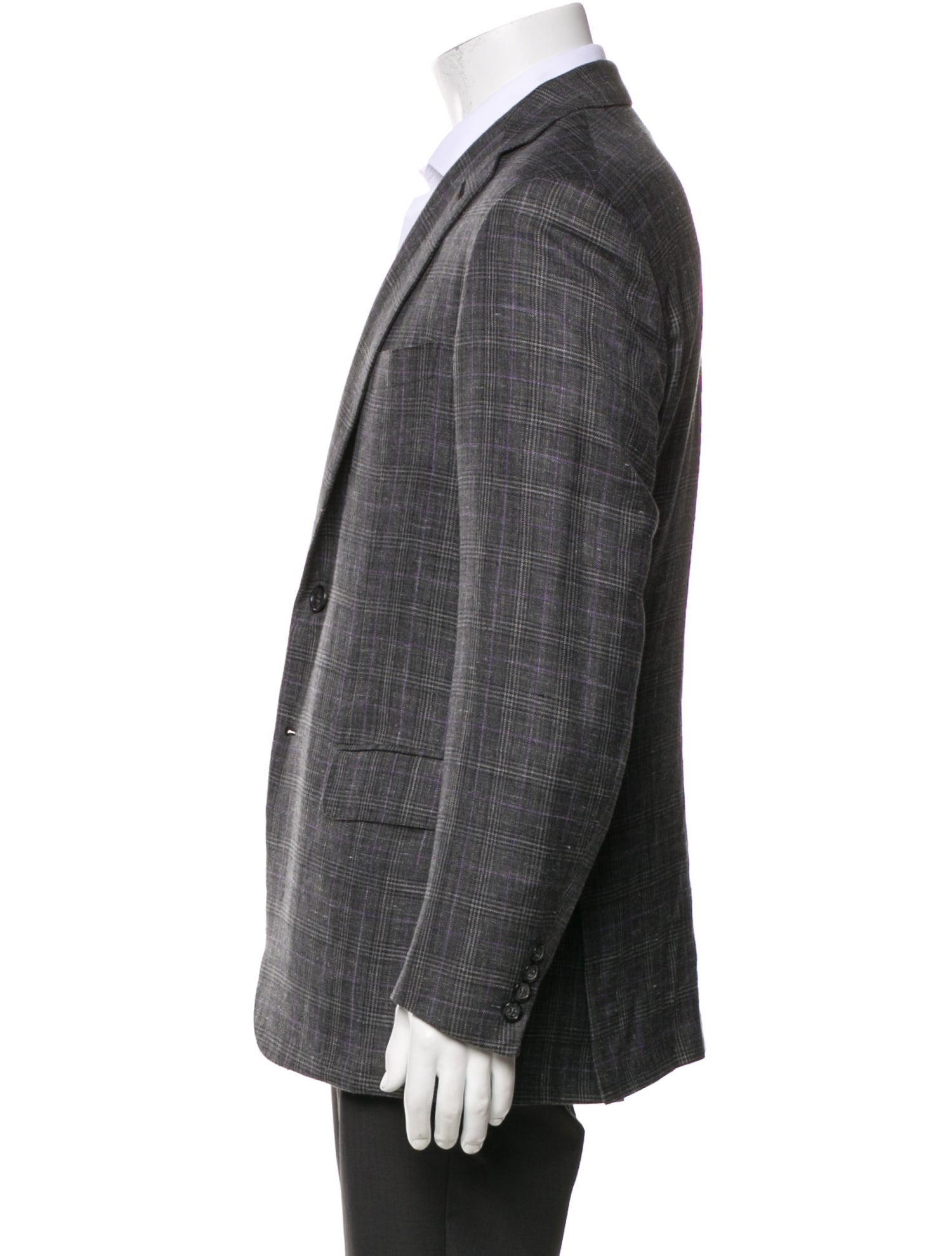 Brioni Wool Plaid Print Blazer