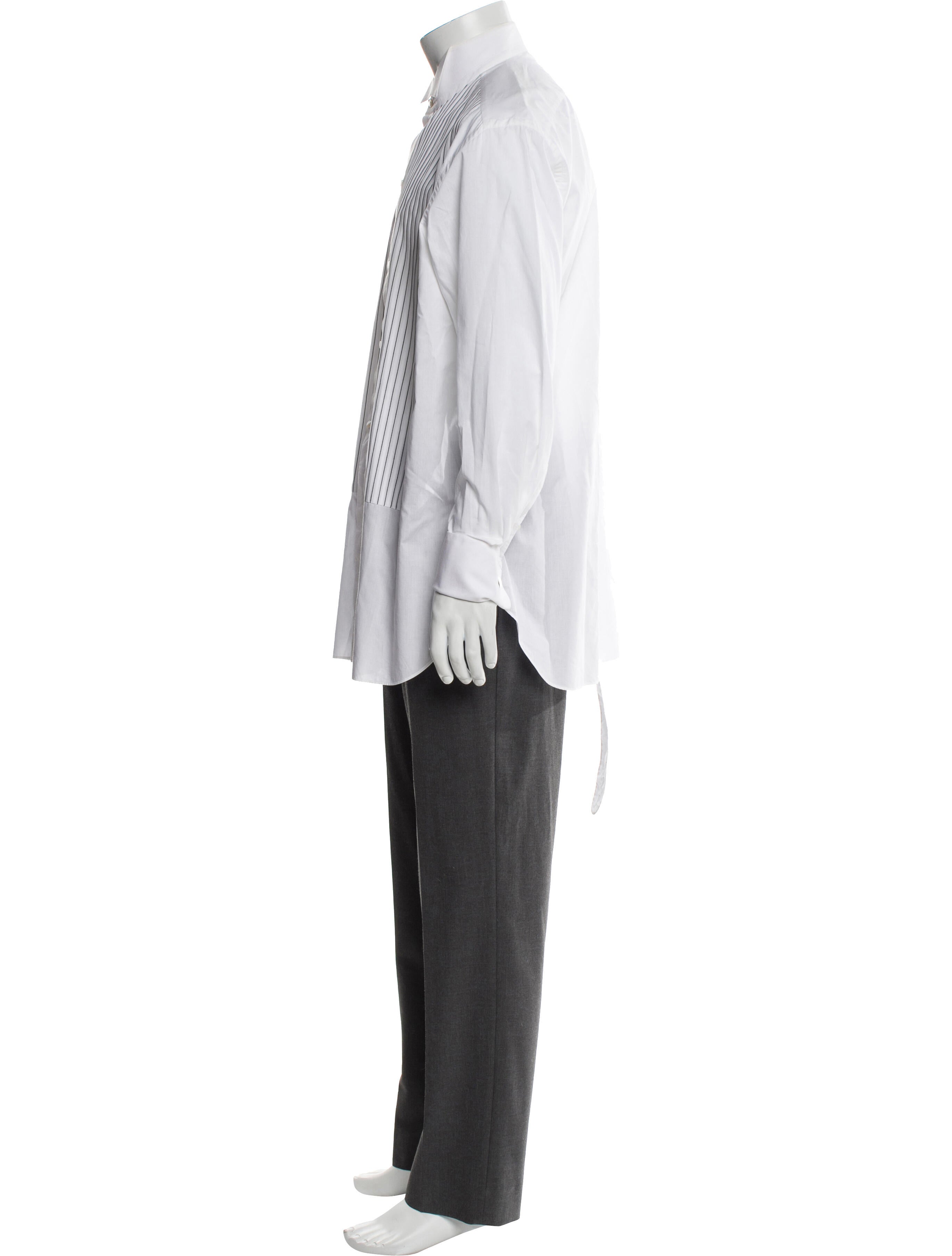 Brioni Striped Long Sleeve Tuxedo Shirt