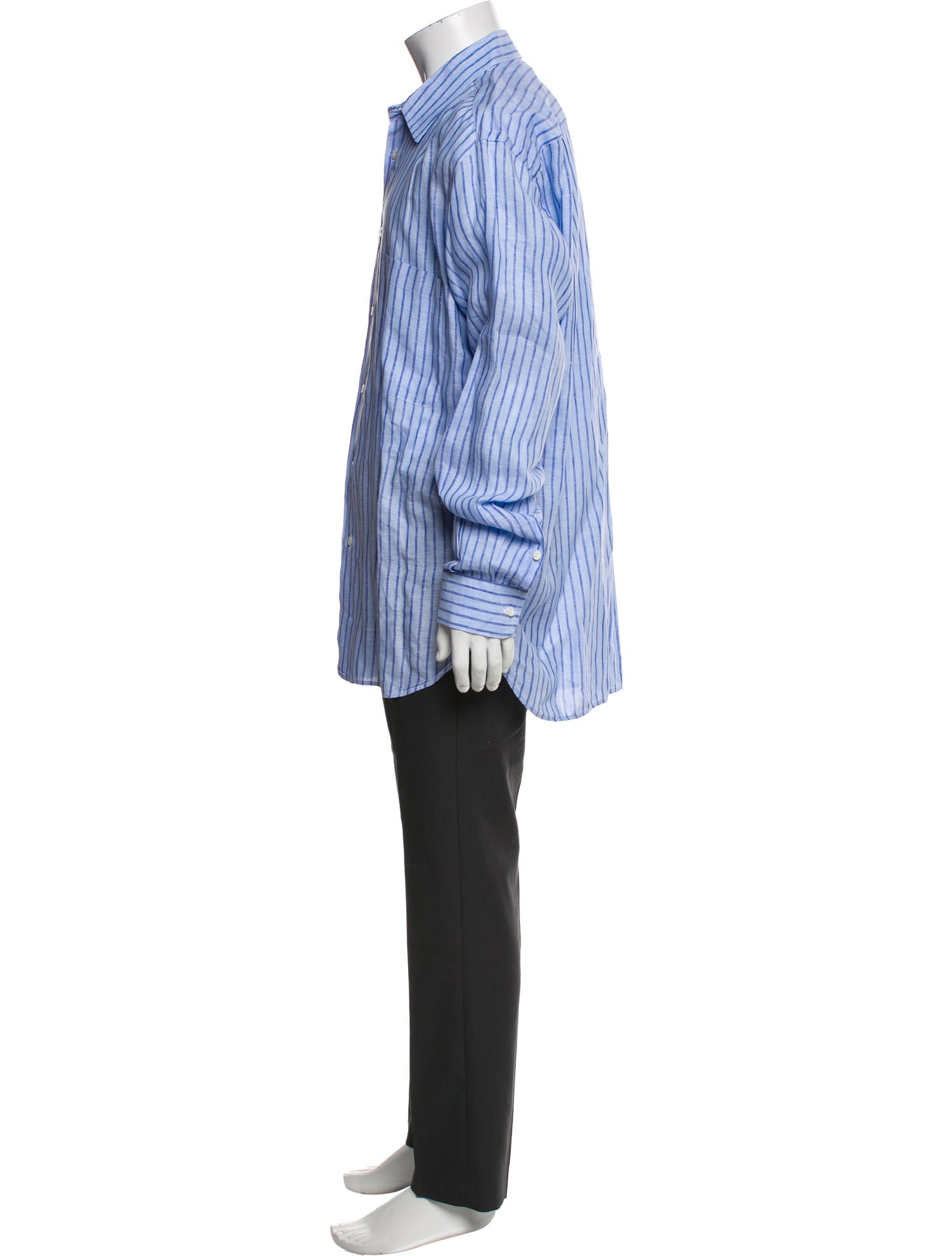 Brioni Linen Striped Dress Shirt