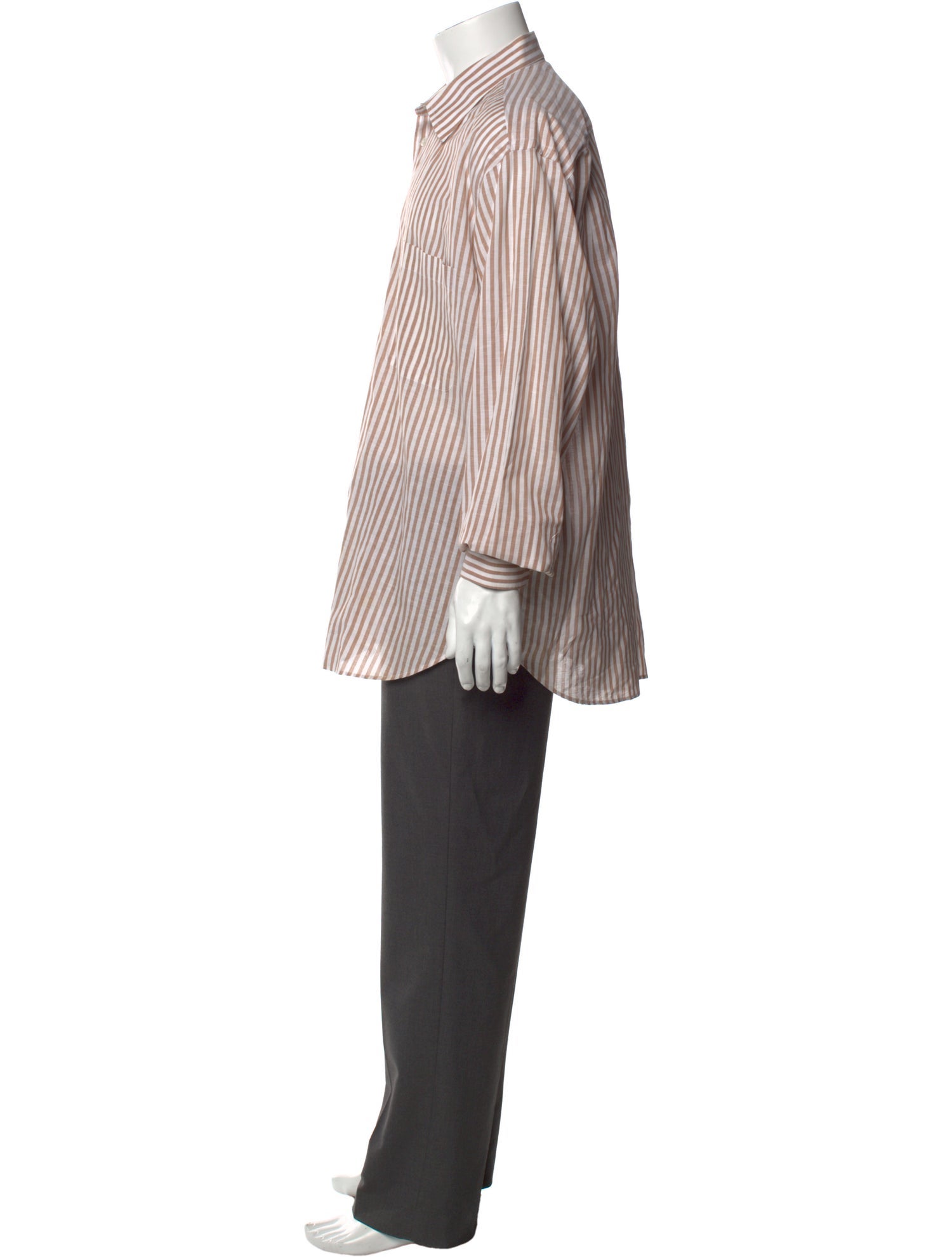 Brioni Linen Striped Dress Shirt