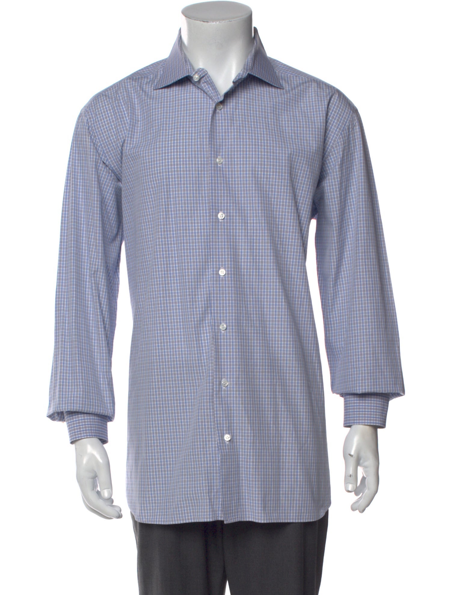 Brioni Plaid Print Long Sleeve Shirt