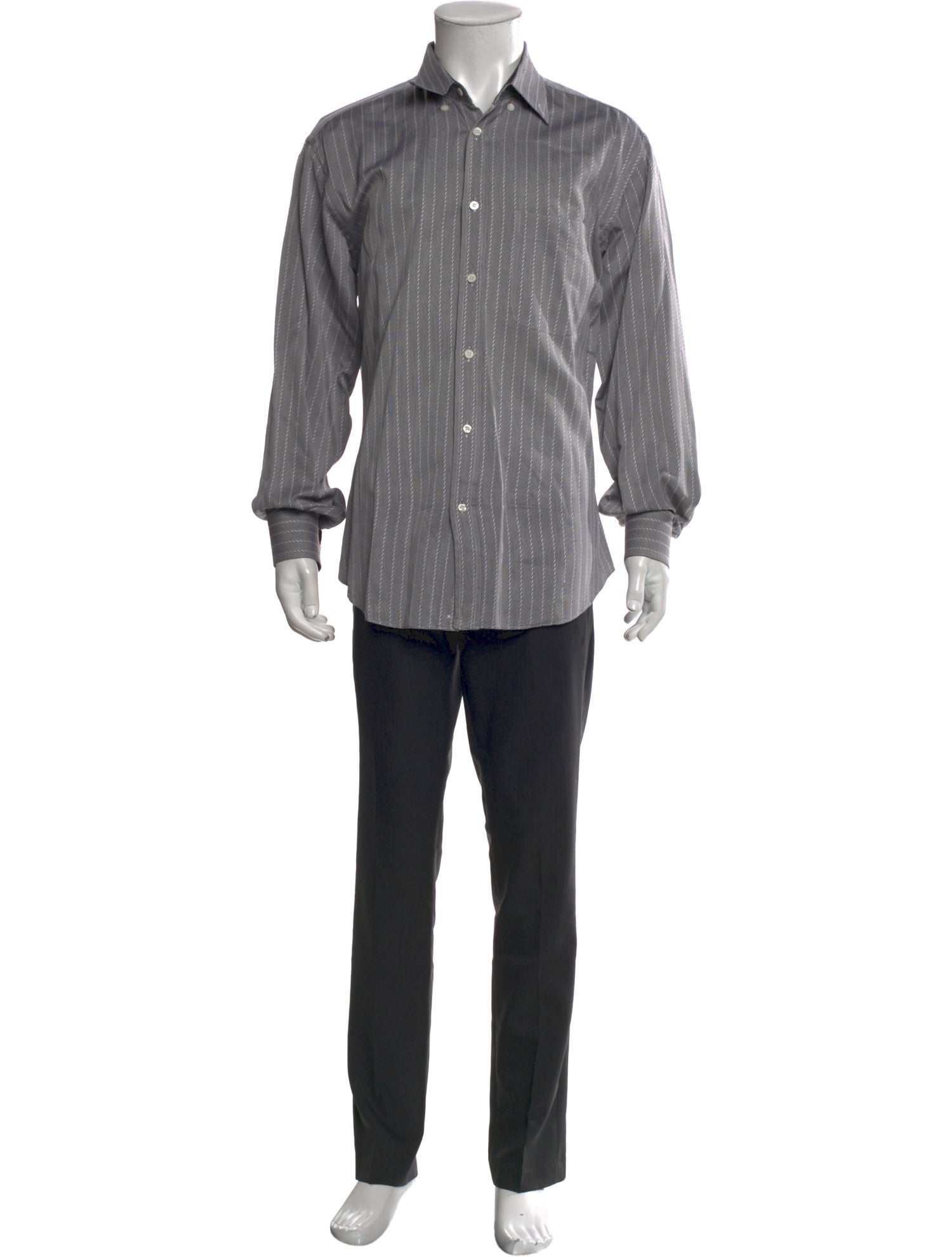 Brioni Striped Long Sleeve Dress Shirt