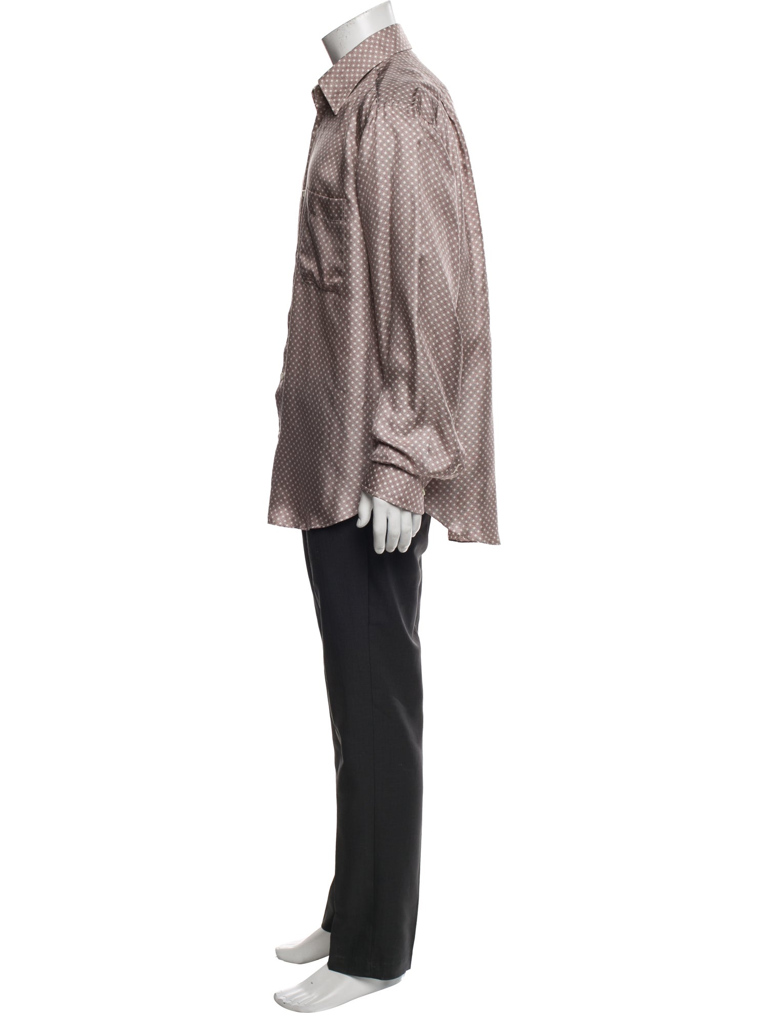 Brioni Silk Polka Dot Print Shirt