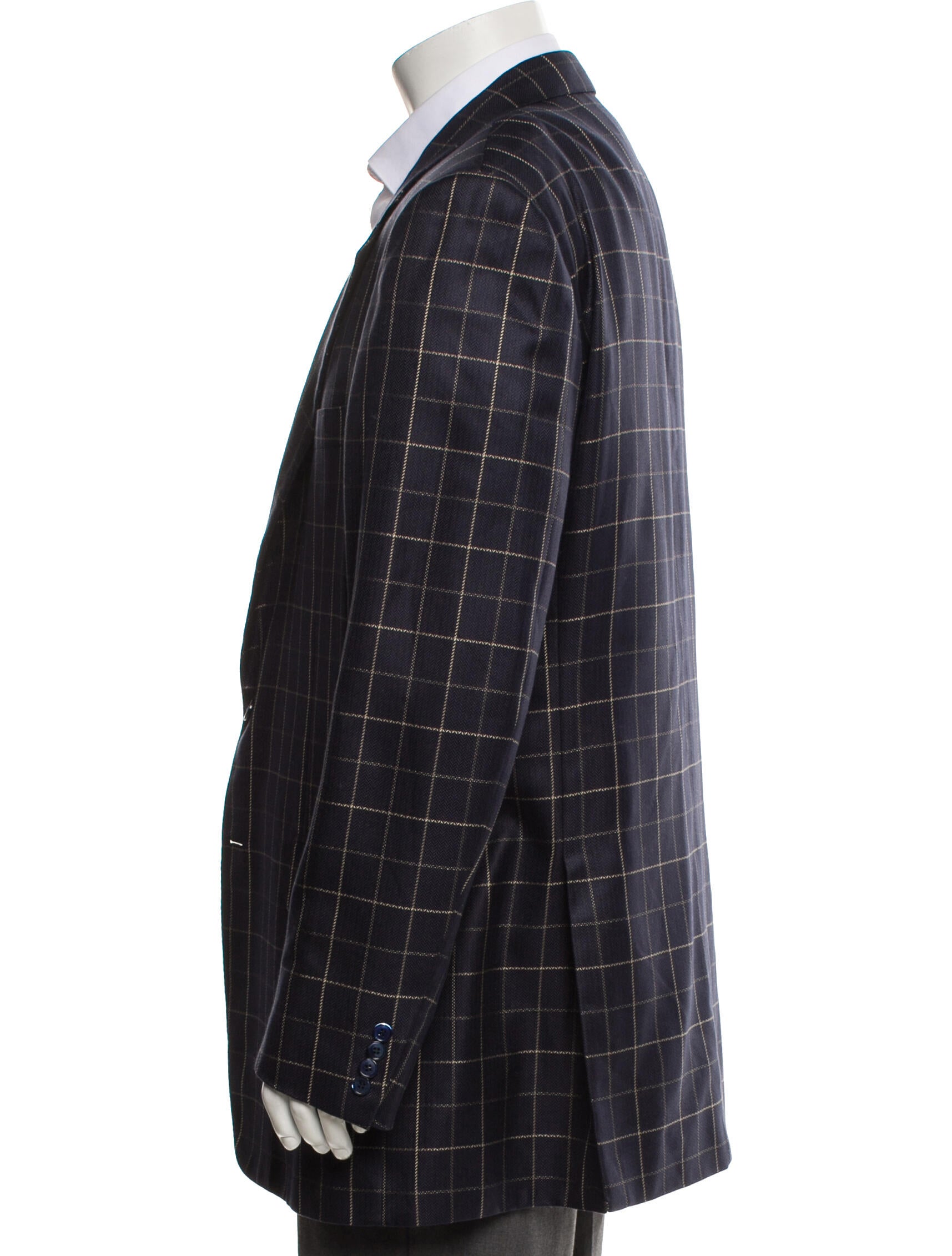Brioni Silk Plaid Print Blazer