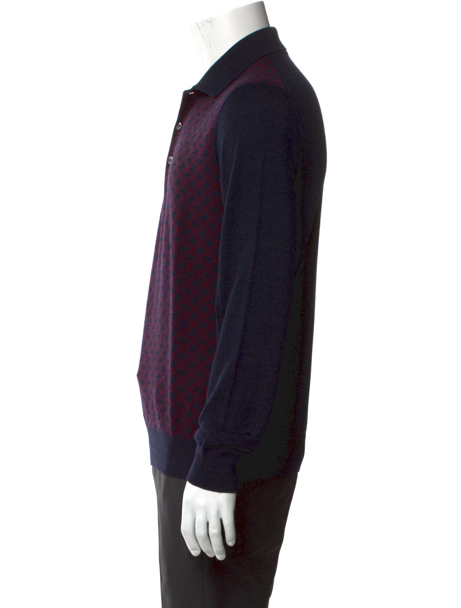 Brioni Virgin Wool Printed Polo Sweater