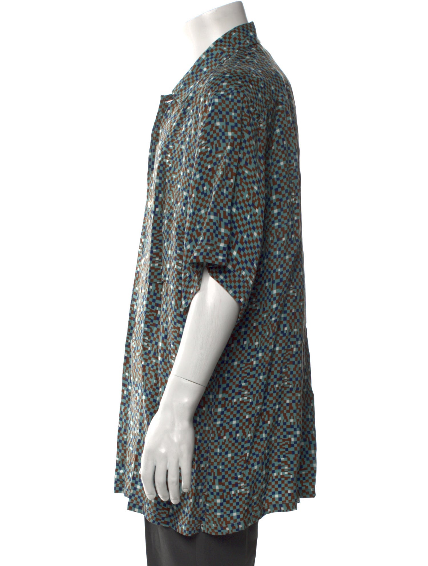 Brioni Plaid Print Three-Quarter Sleeve Shirt