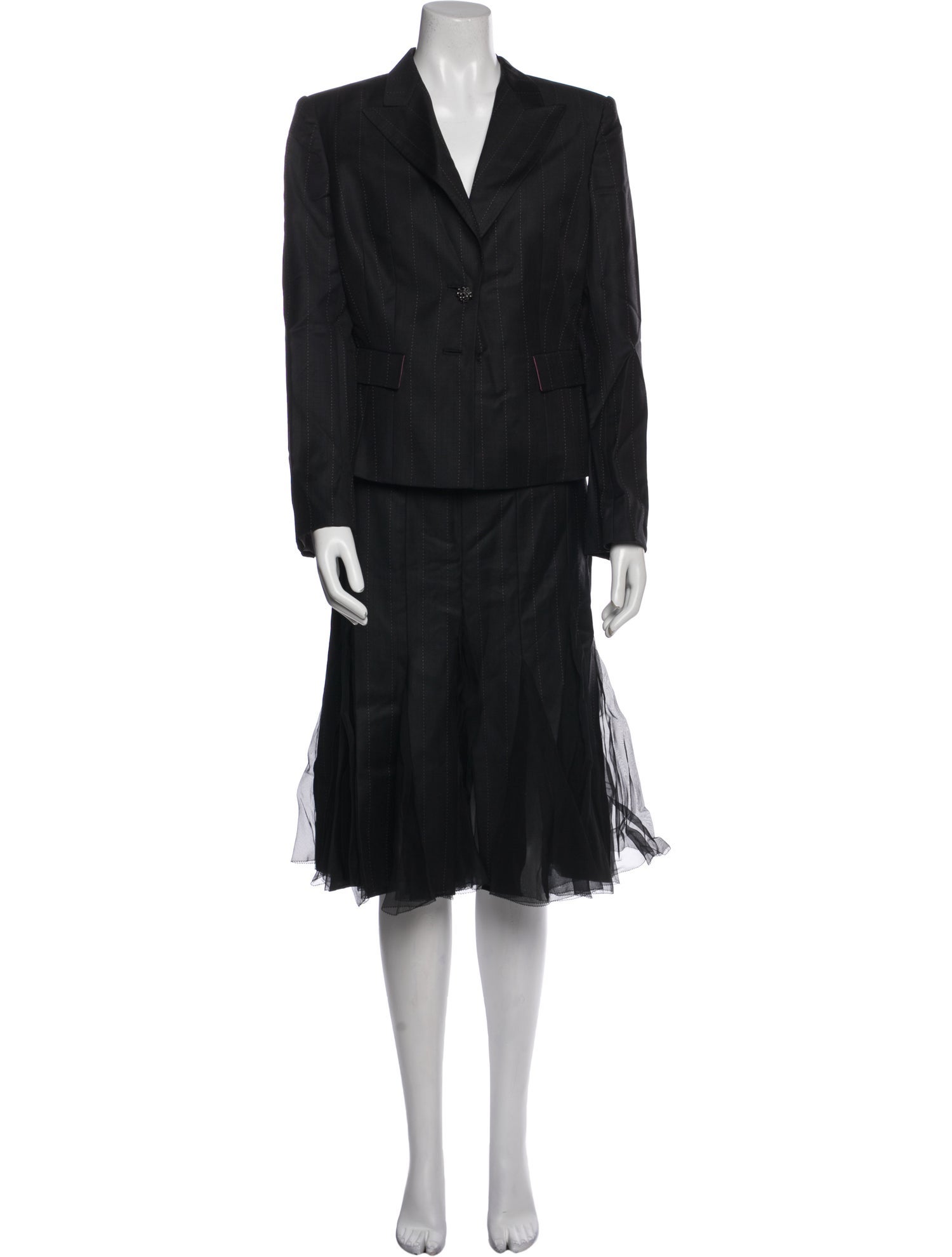 Brioni Wool Striped Skirt Suit