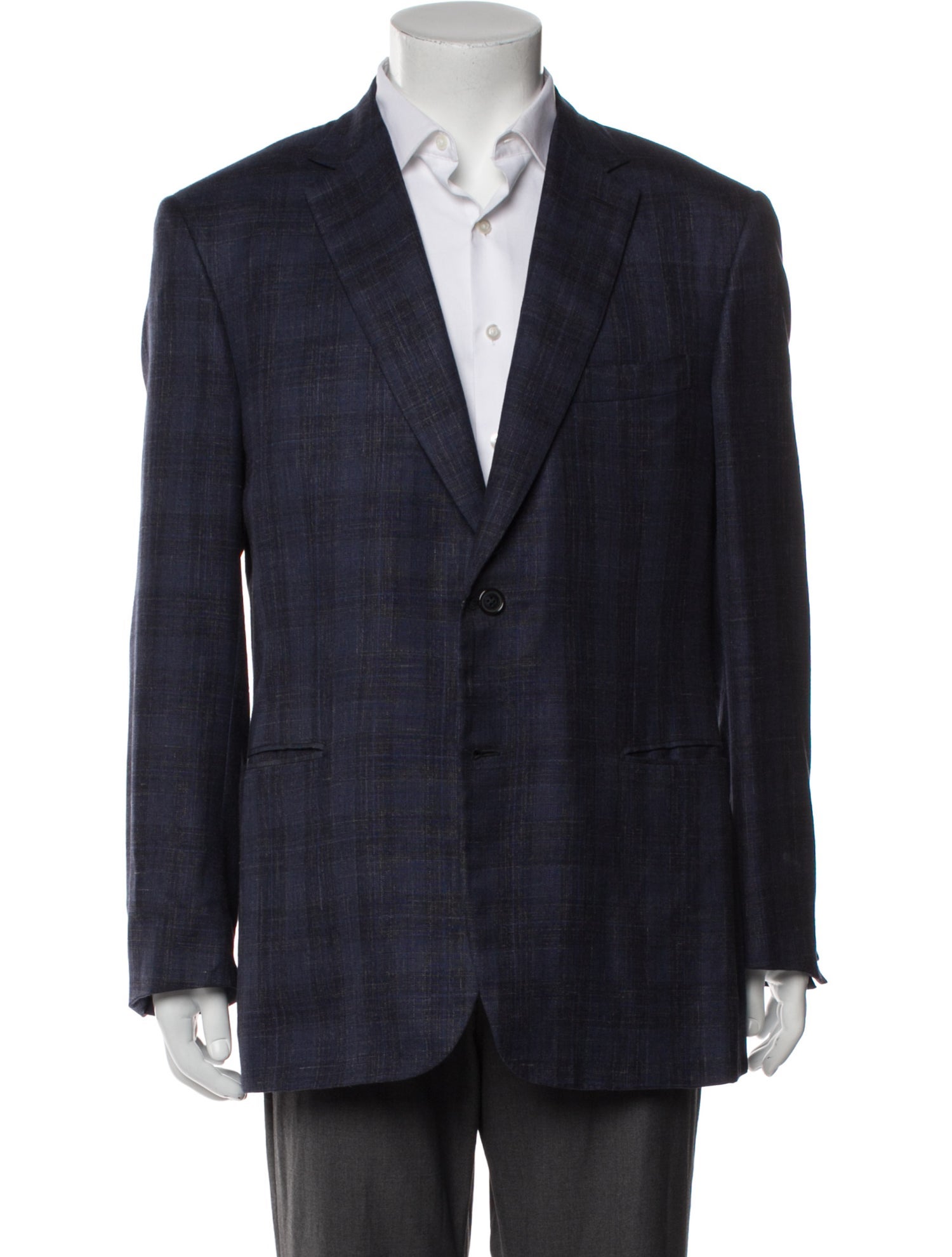 Brioni Wool Plaid Print Blazer