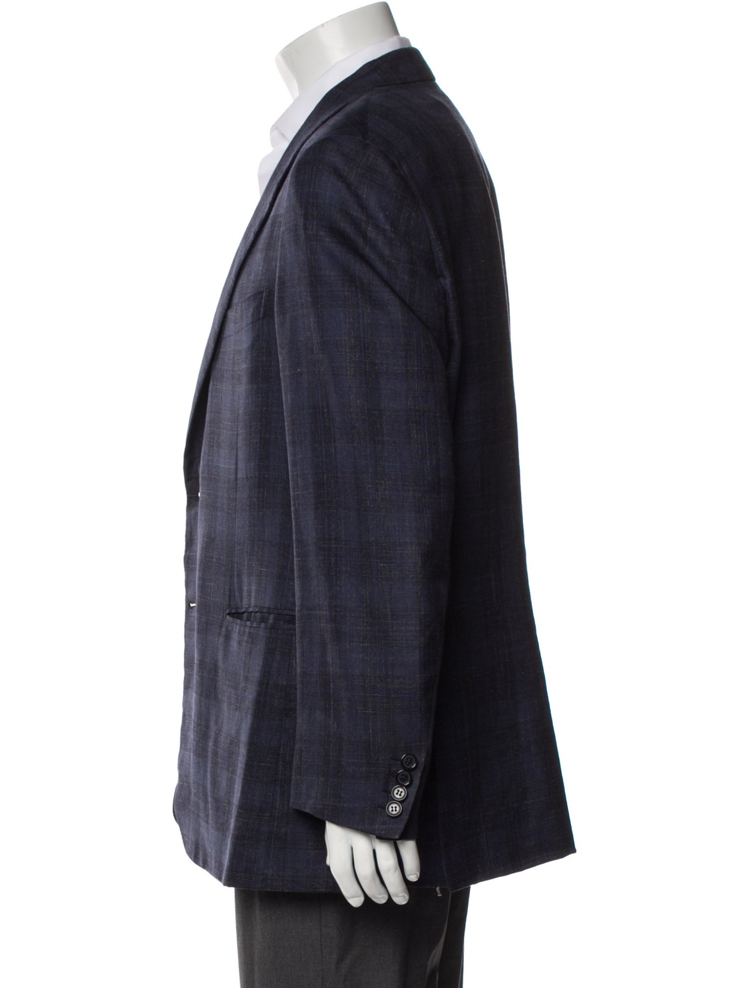 Brioni Wool Plaid Print Blazer
