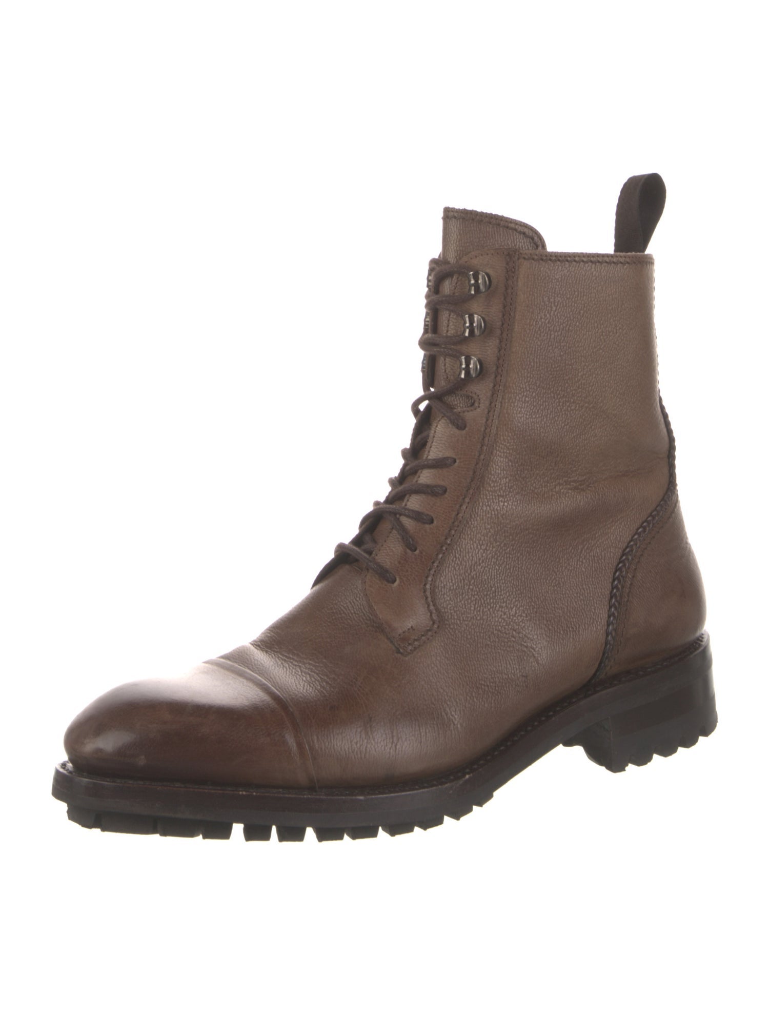 Brioni Leather Lace-Up Boots