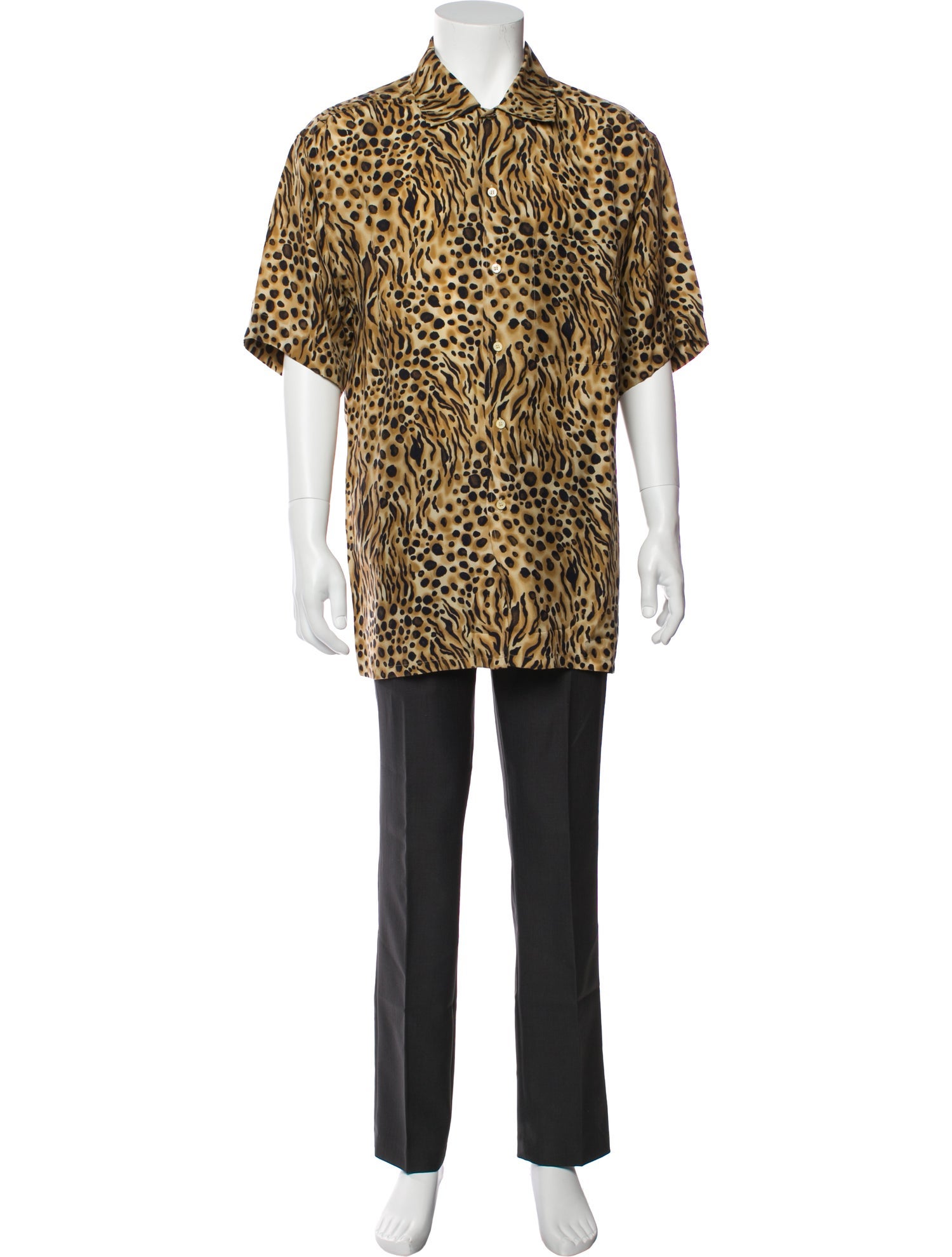 Brioni Animal Print Short Sleeve Shirt