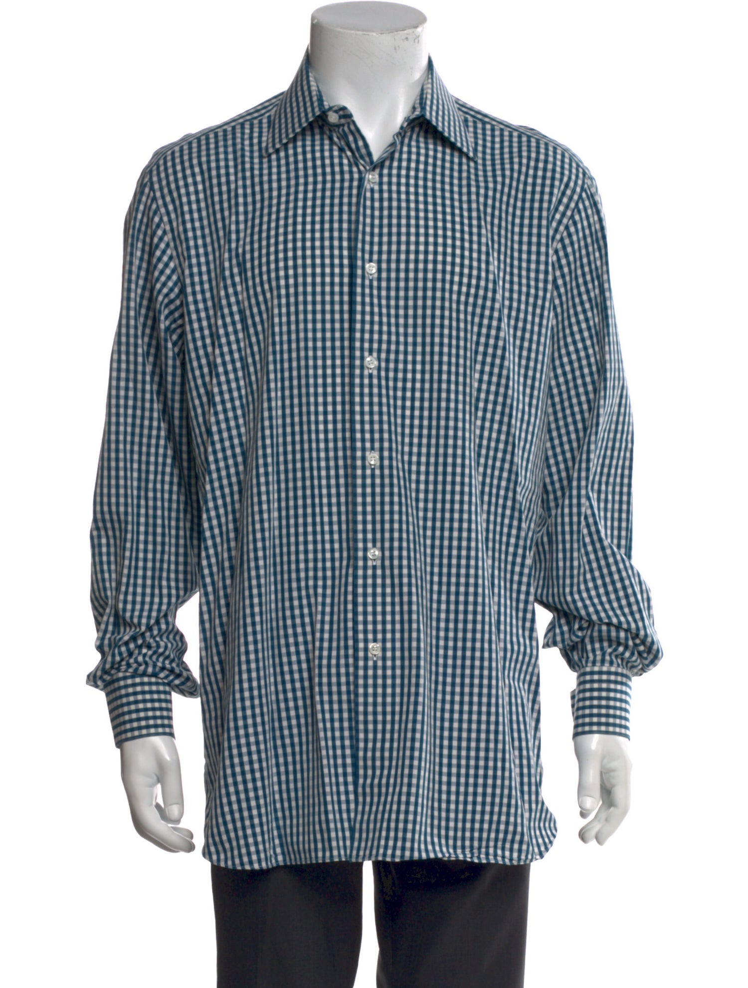 Brioni Plaid Print Long Sleeve Dress Shirt