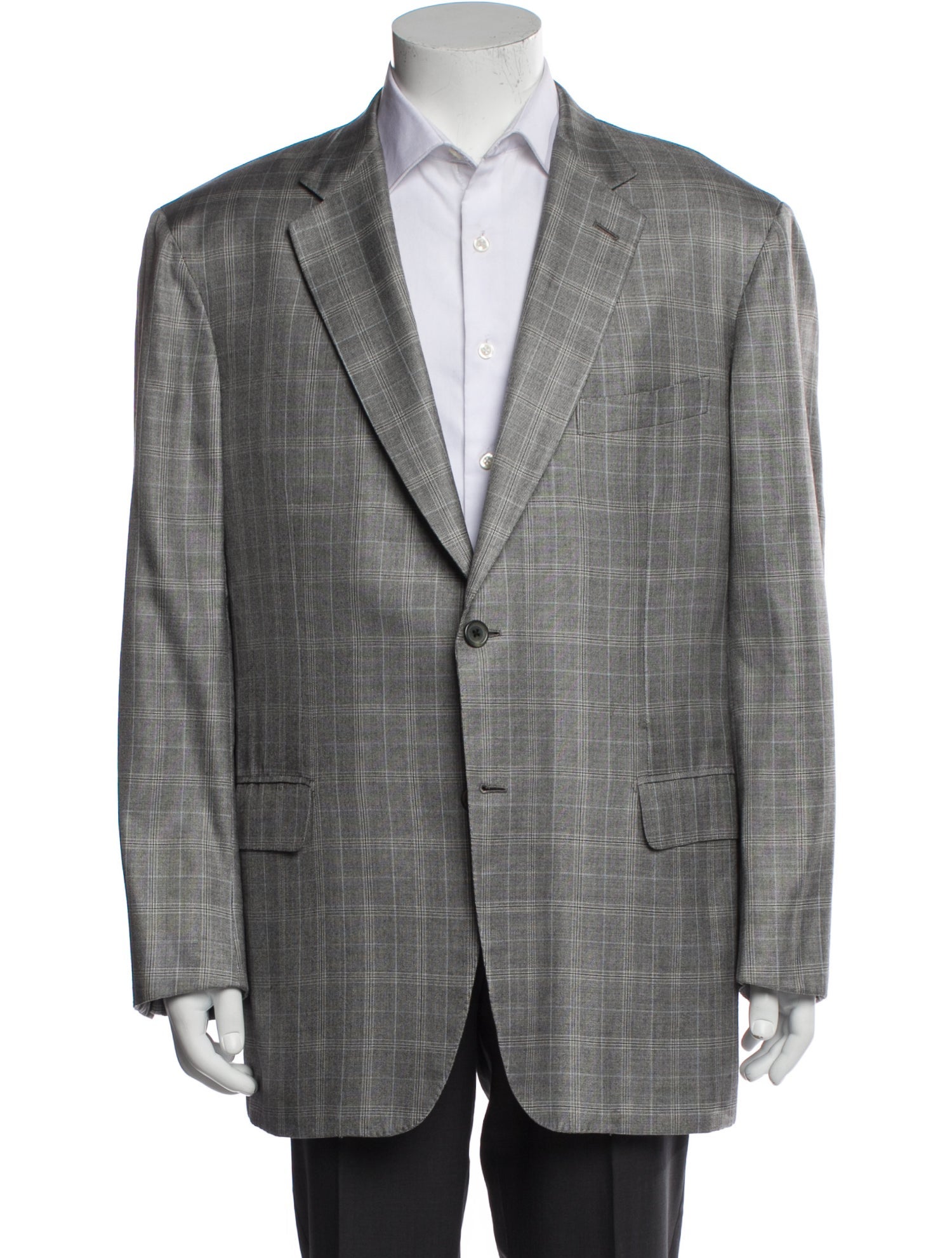 Brioni Wool Plaid Print Blazer