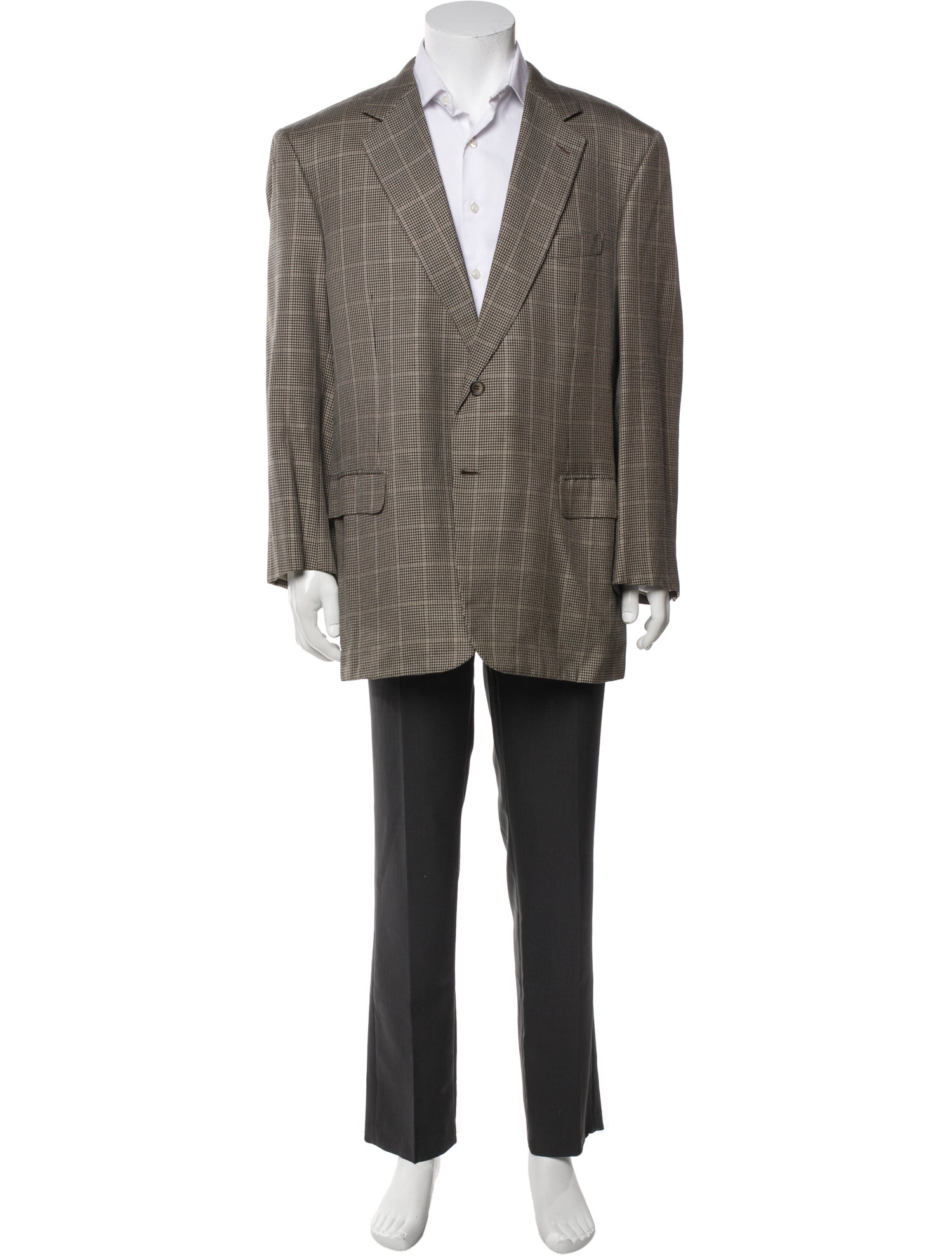 Brioni Silk Plaid Print Blazer