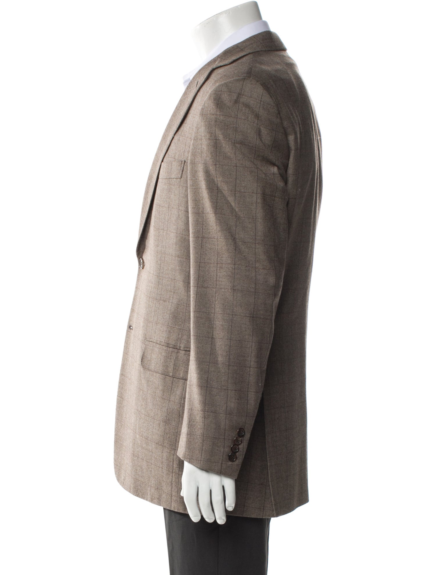 Brioni Wool Plaid Print Blazer