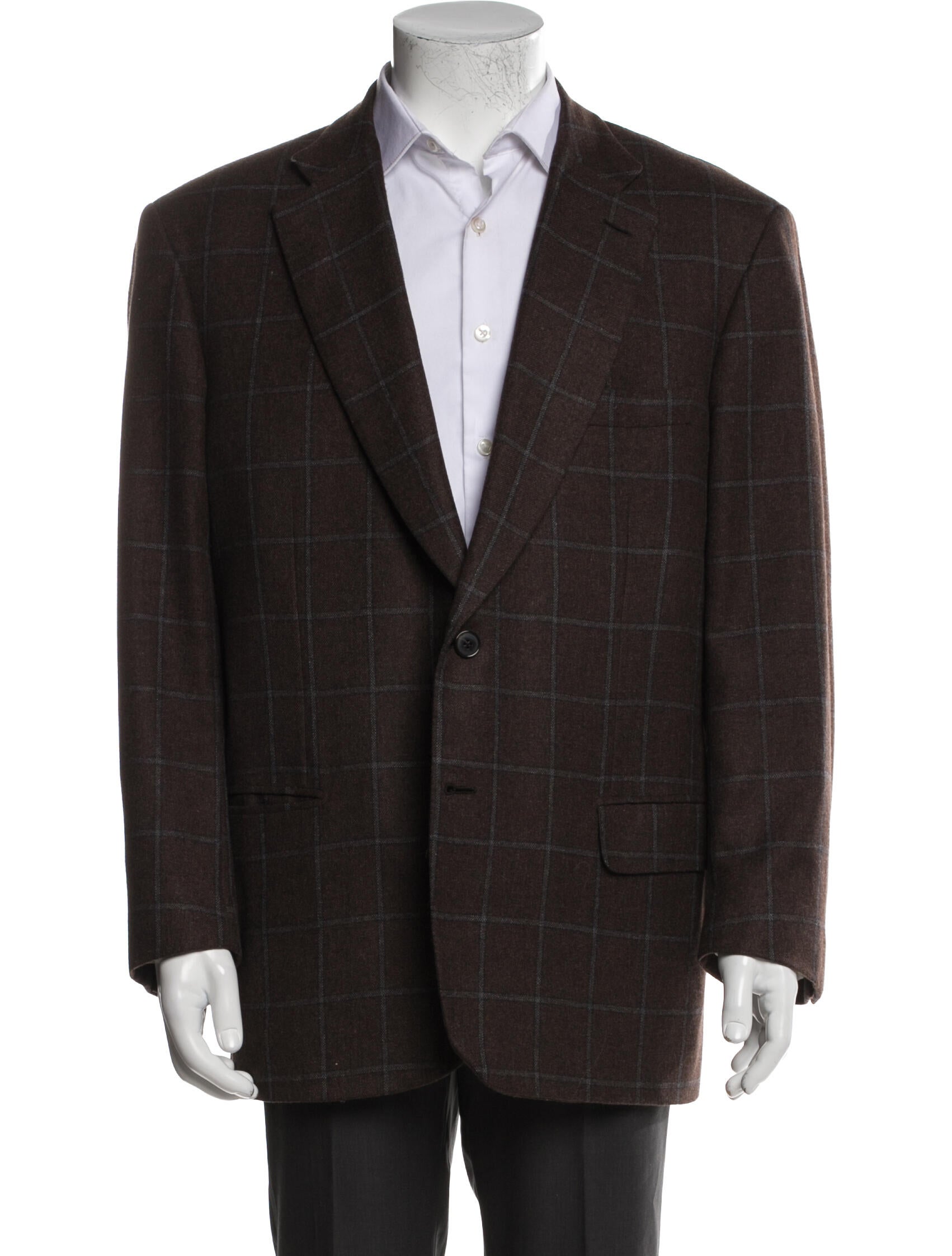 Brioni Wool Plaid Print Blazer