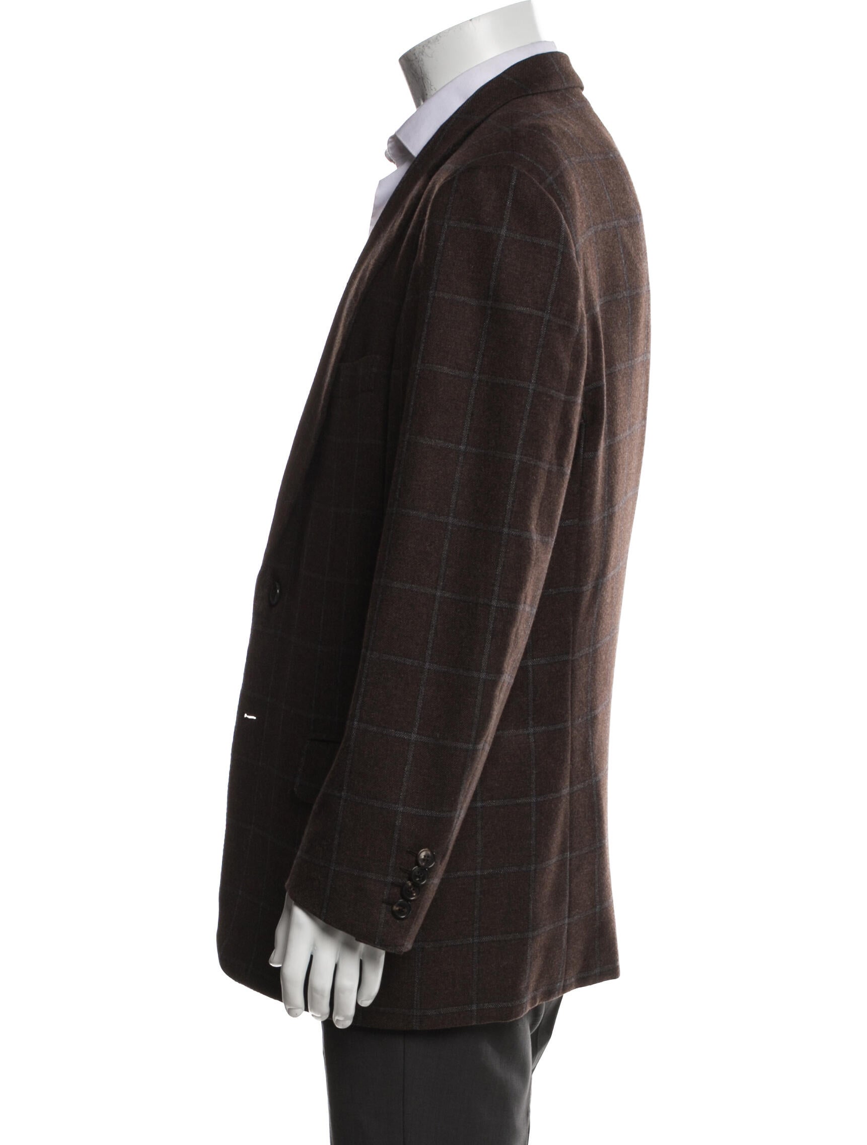 Brioni Wool Plaid Print Blazer