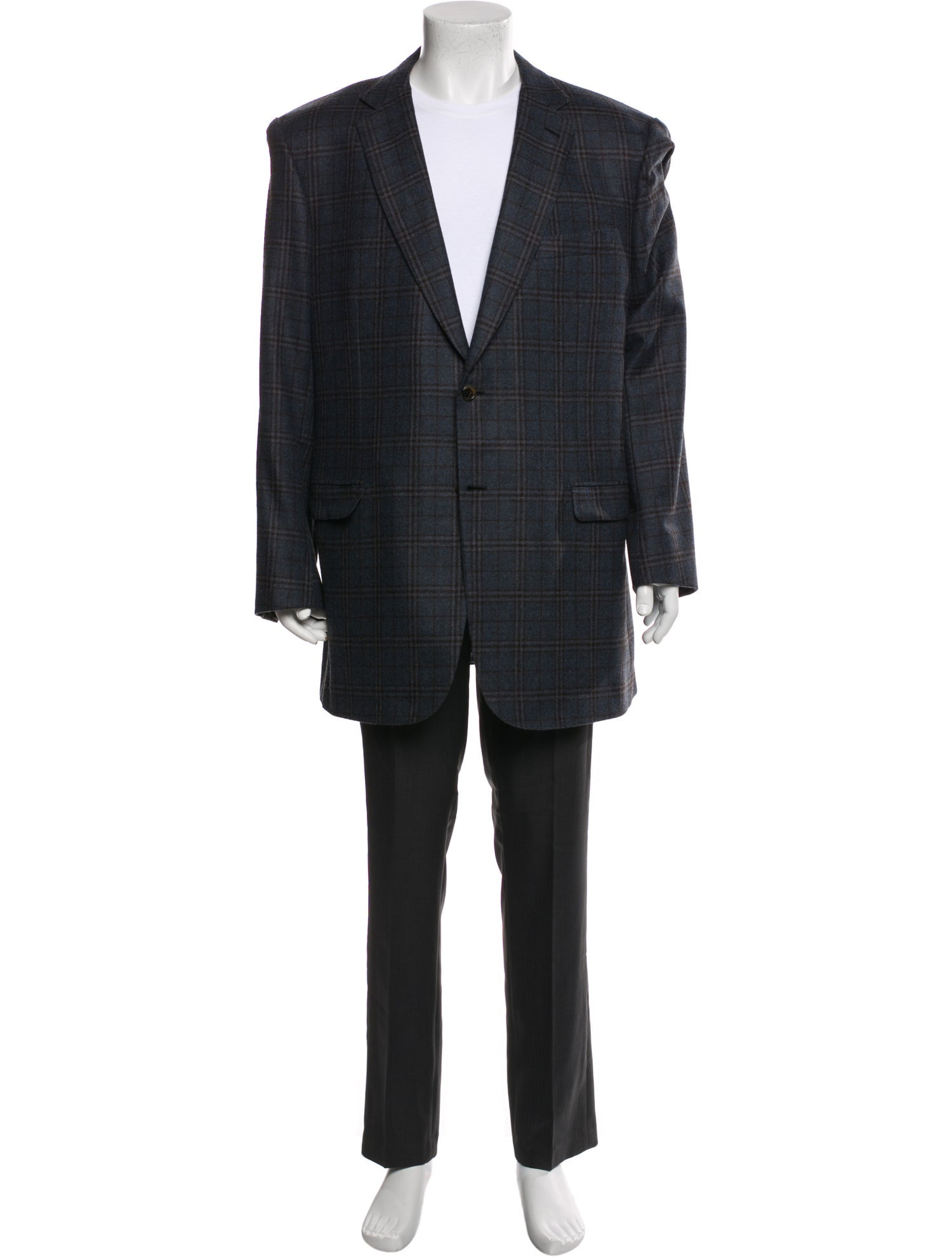 Brioni Wool Plaid Print Blazer