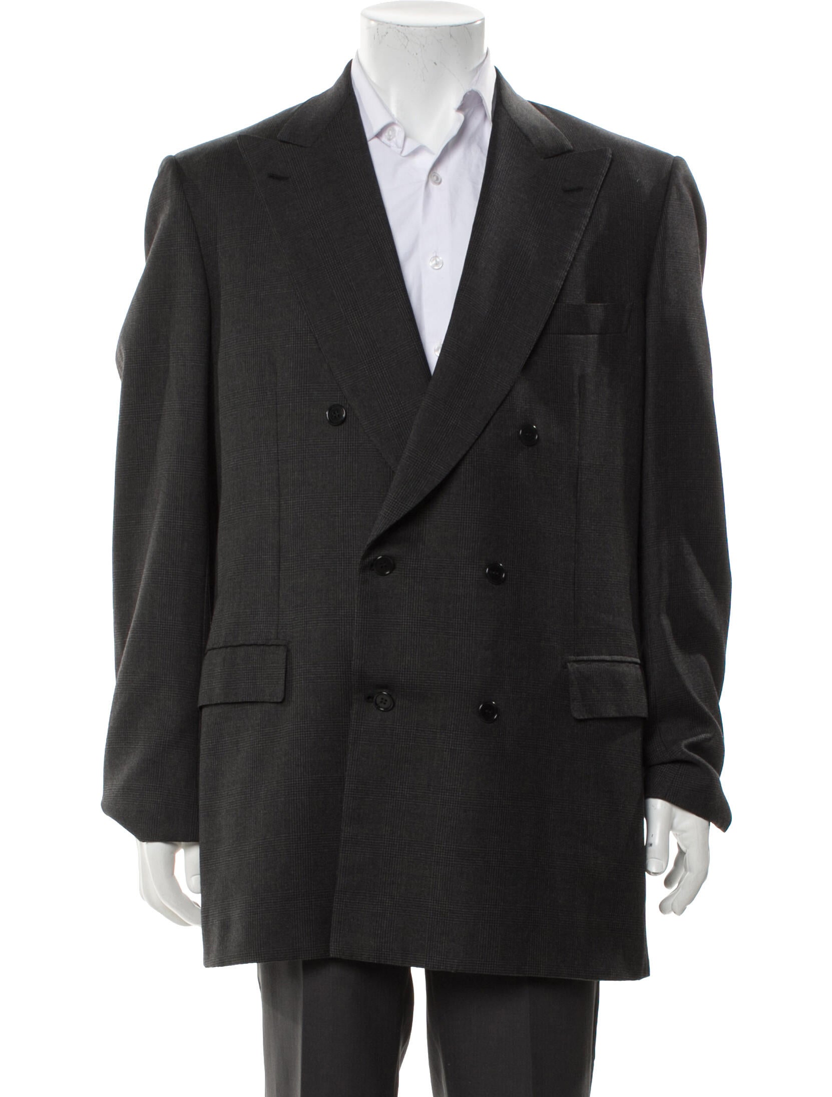 Brioni Wool Plaid Print Peacoat