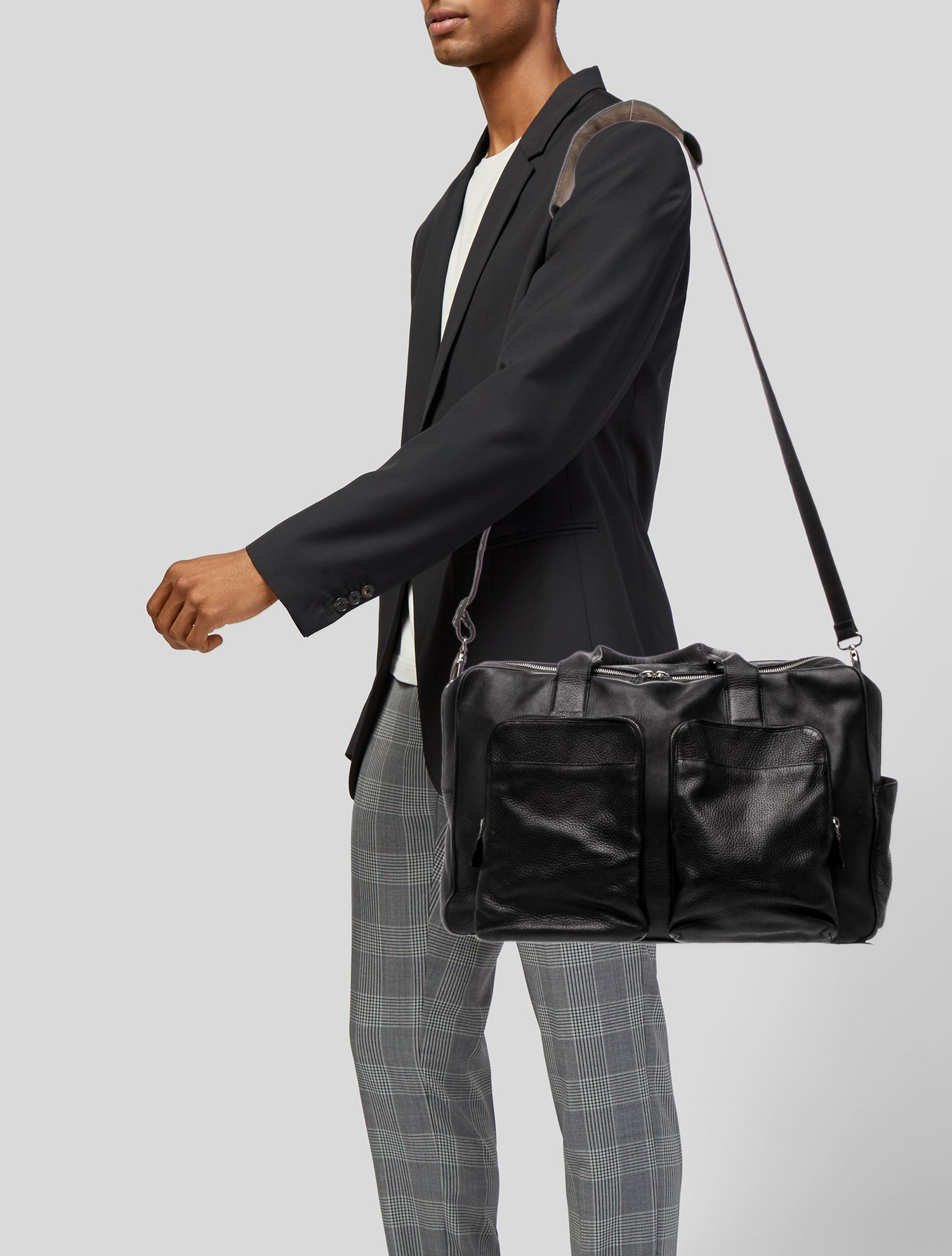 Brioni Leather Weekender Bag