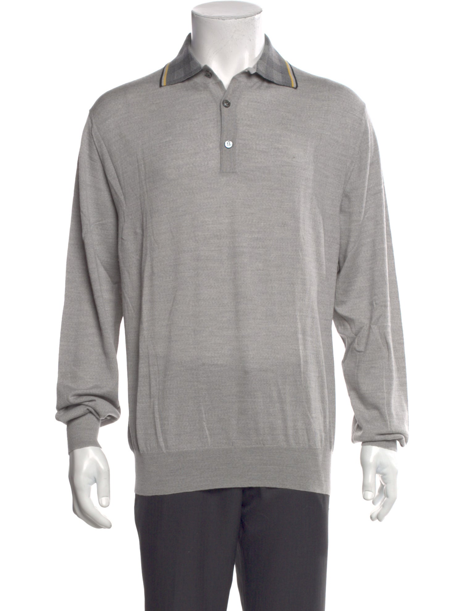 Brioni Wool Collar Polo Sweater