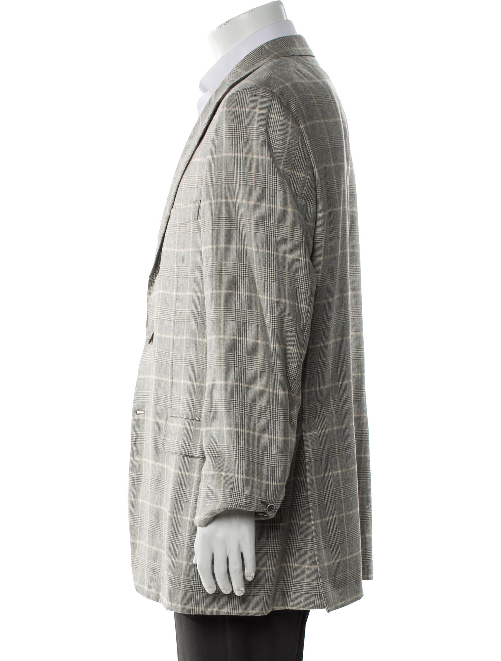Brioni Wool Plaid Print Blazer