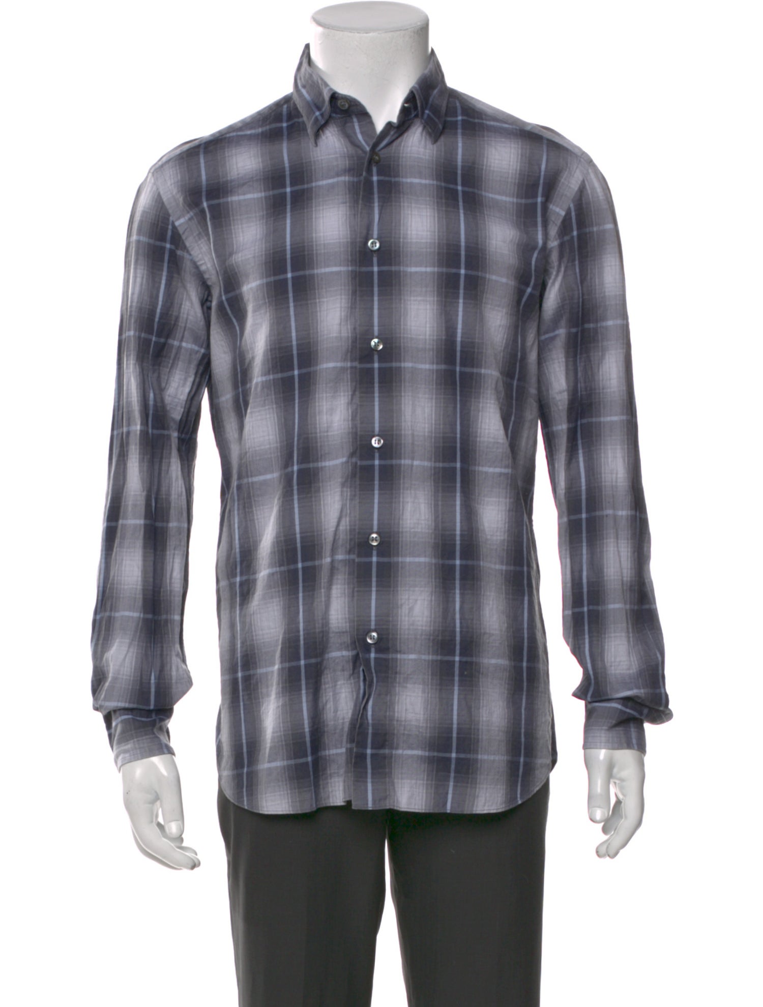 Brioni Plaid Print Long Sleeve Shirt