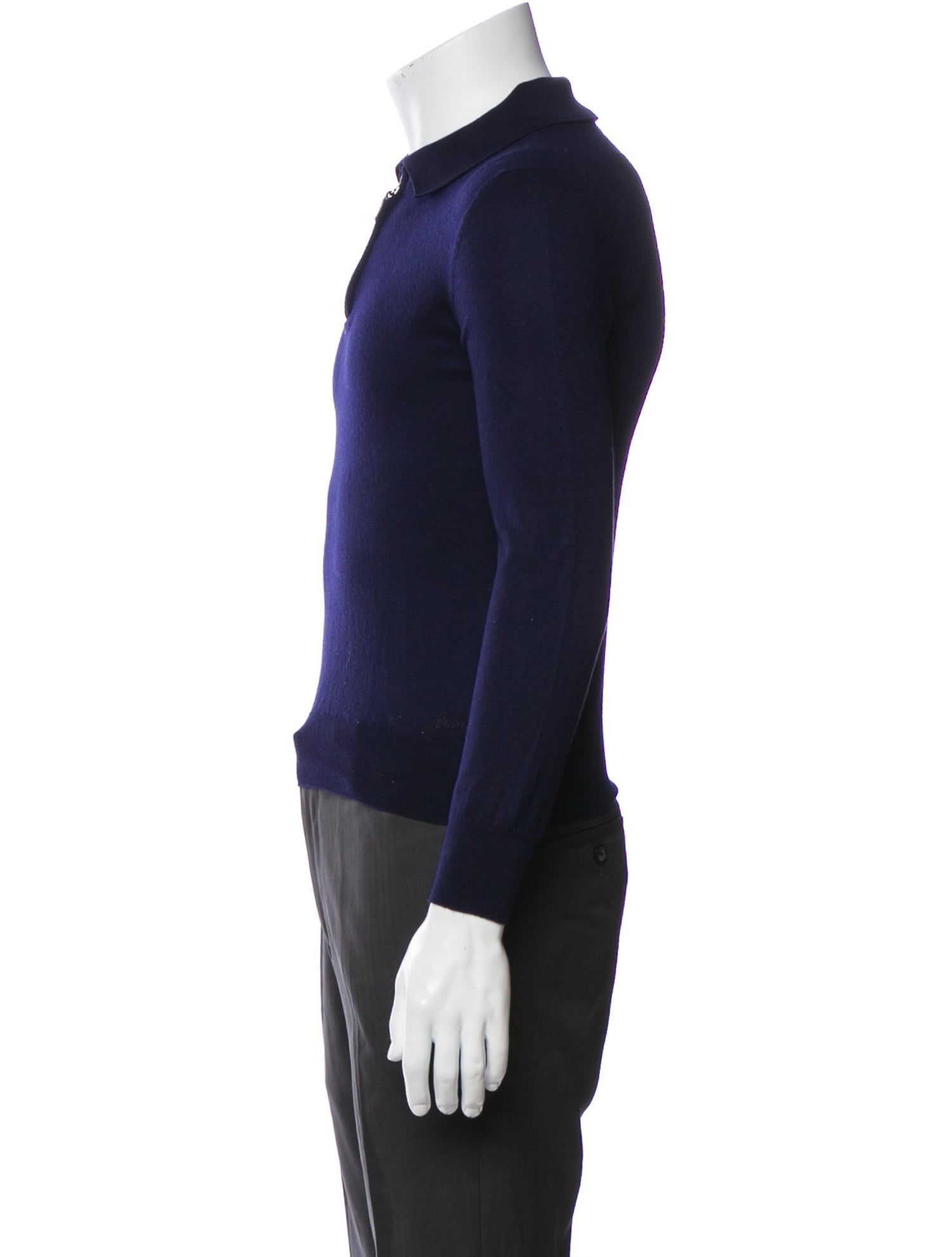 Brioni Collar Long Sleeve Polo Sweater