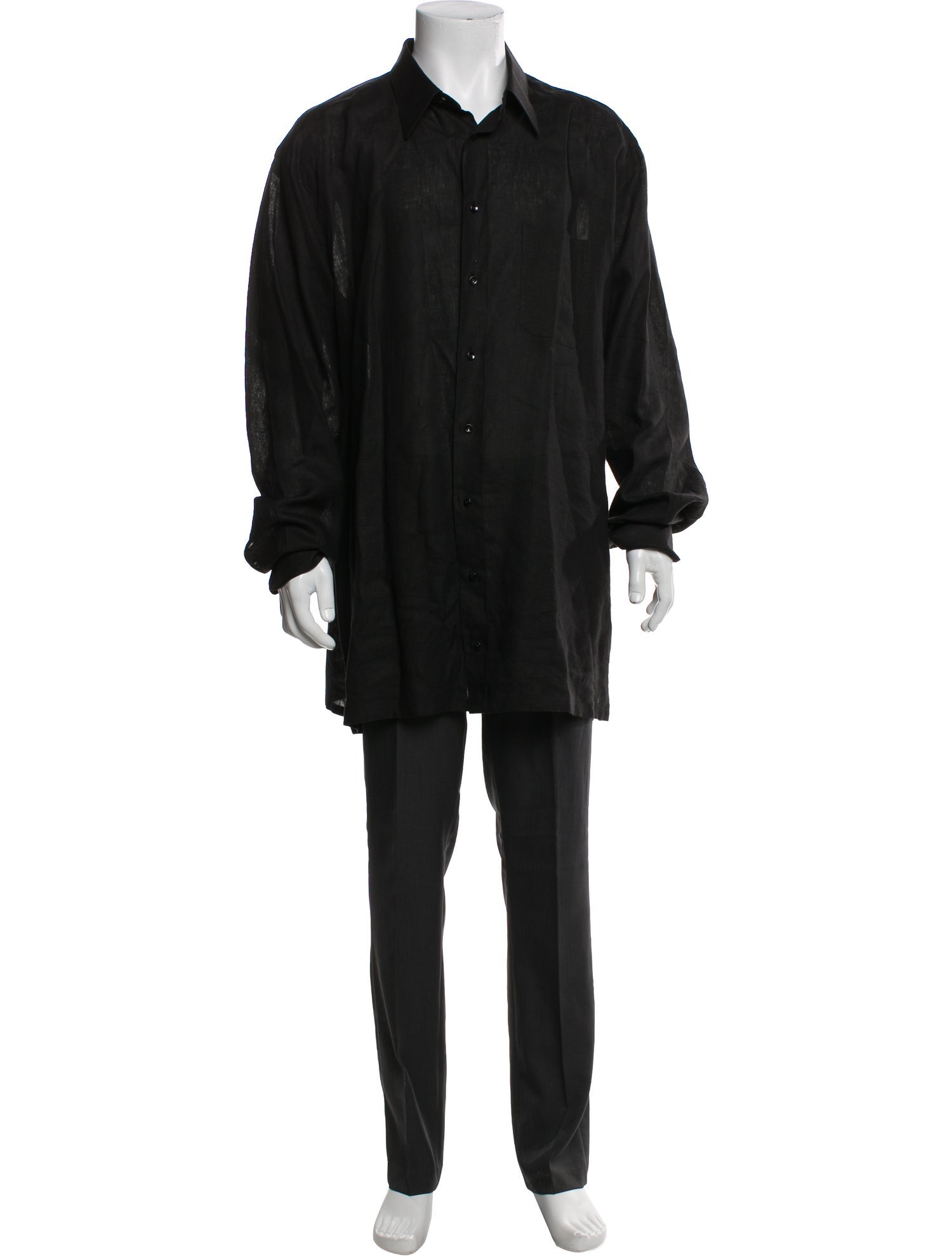 Brioni Linen Long Sleeve Tuxedo Shirt