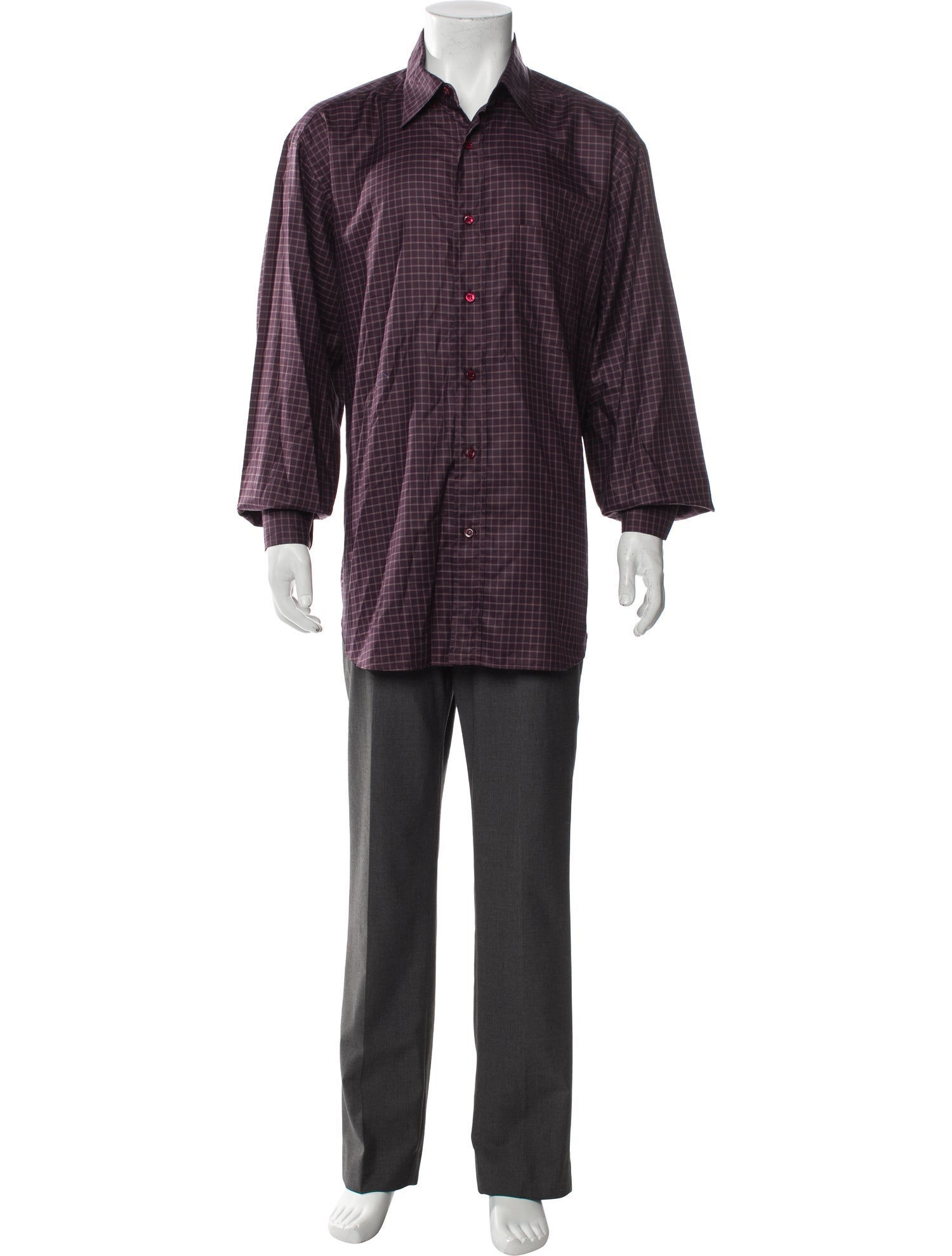 Brioni Plaid Print Long Sleeve Shirt