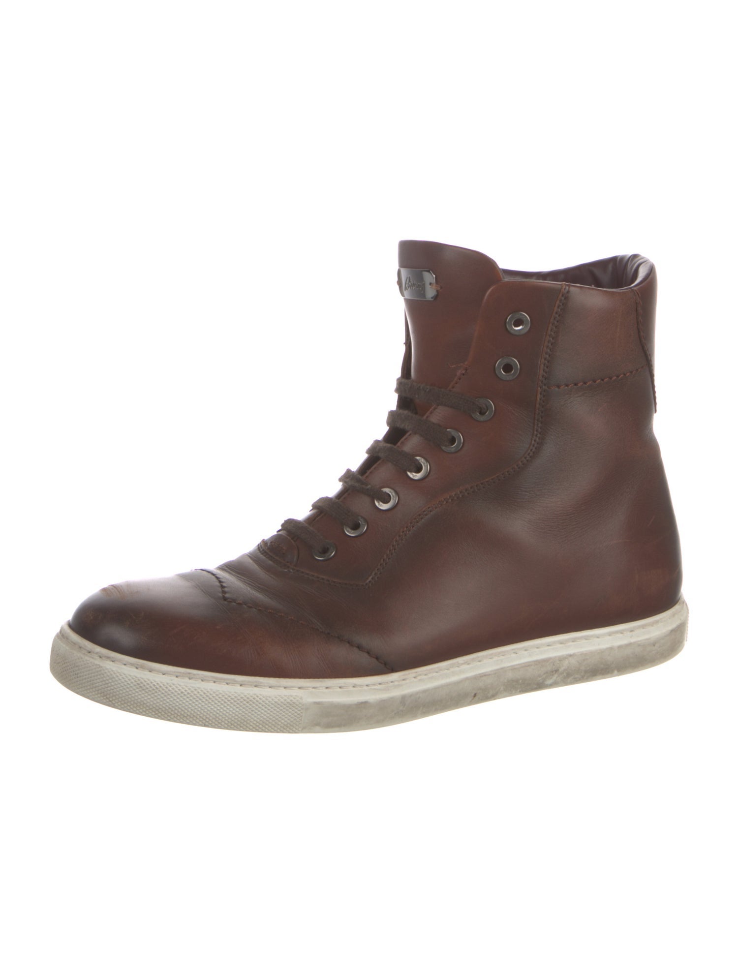 Brioni Leather Lace-Up Boots