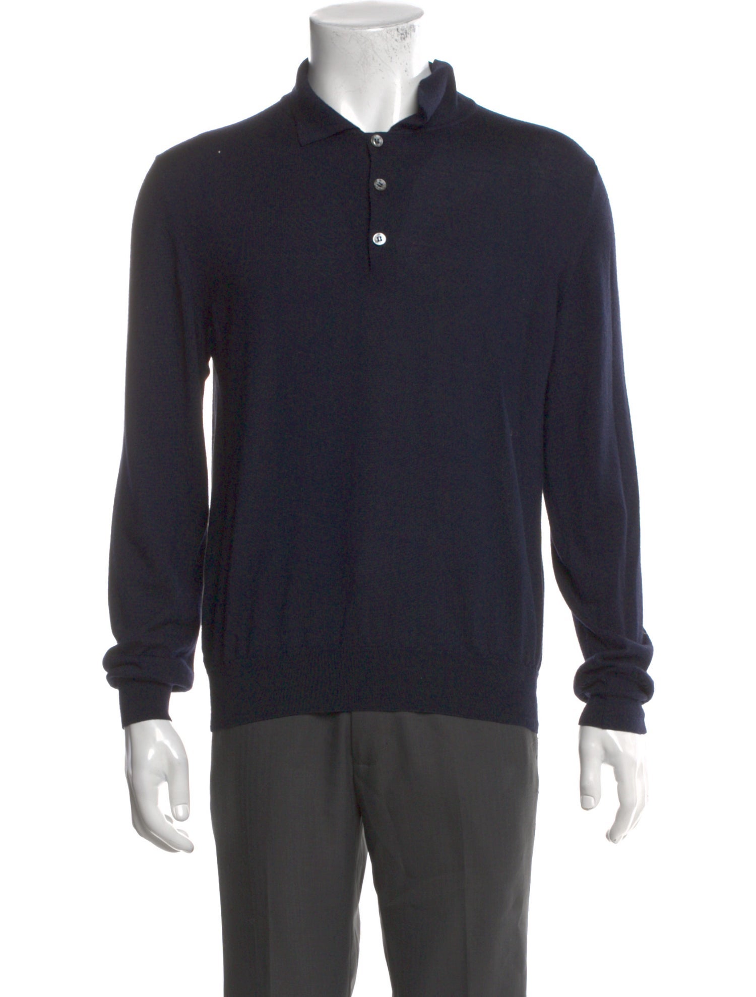 Brioni Collar Long Sleeve Polo Sweater