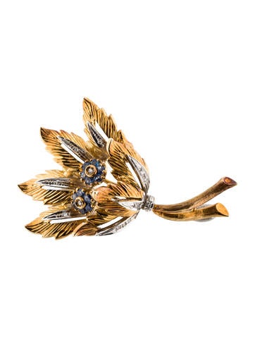 Sapphire & Diamond Floral Brooch