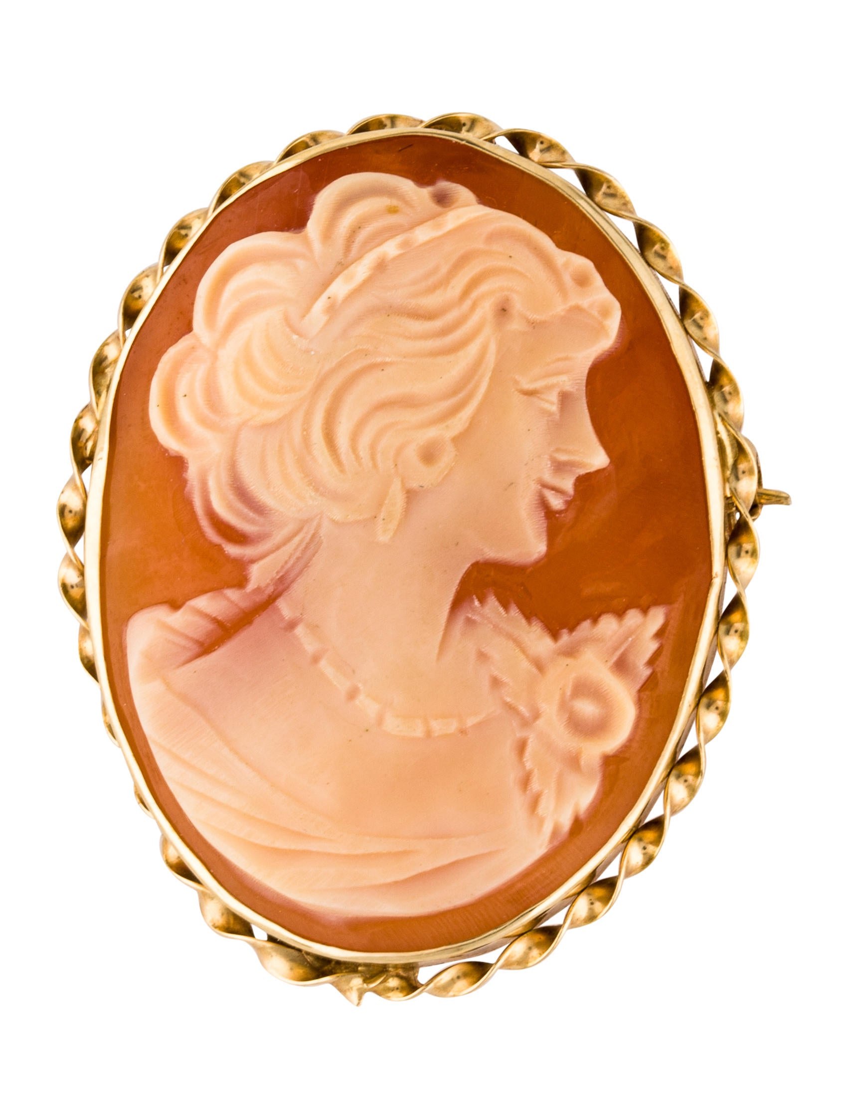 Brooch 14K Shell Cameo Brooch