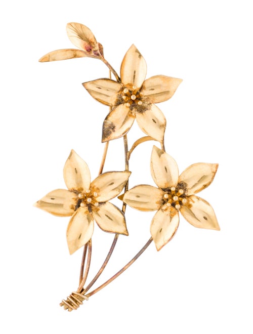 14K Floral Brooch yellow