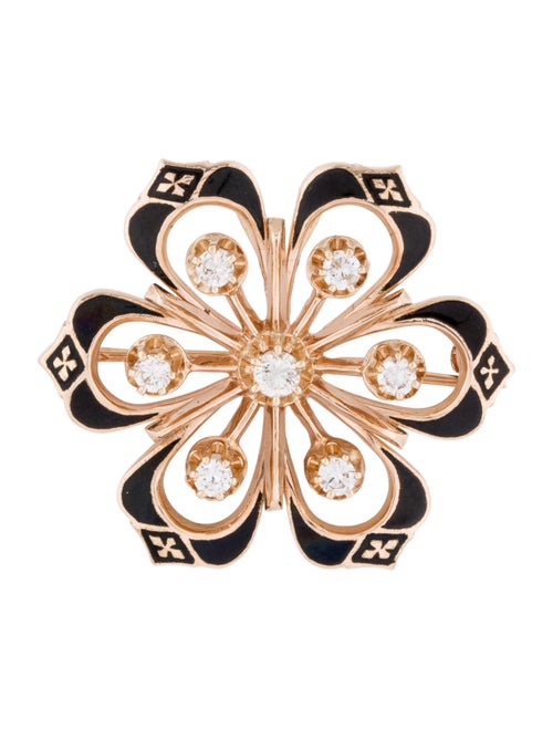 14K Diamond Pendant Brooch rose
