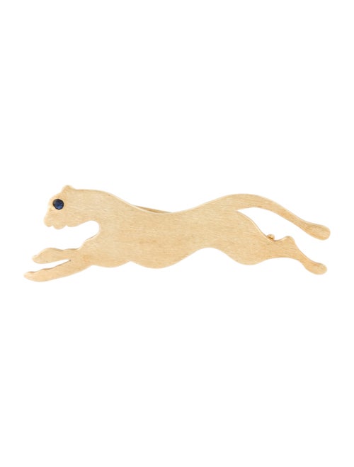 14K Sapphire Panther Brooch yellow