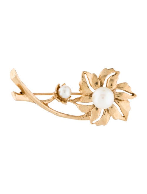 Brooch 14K Pearl Floral Brooch yellow