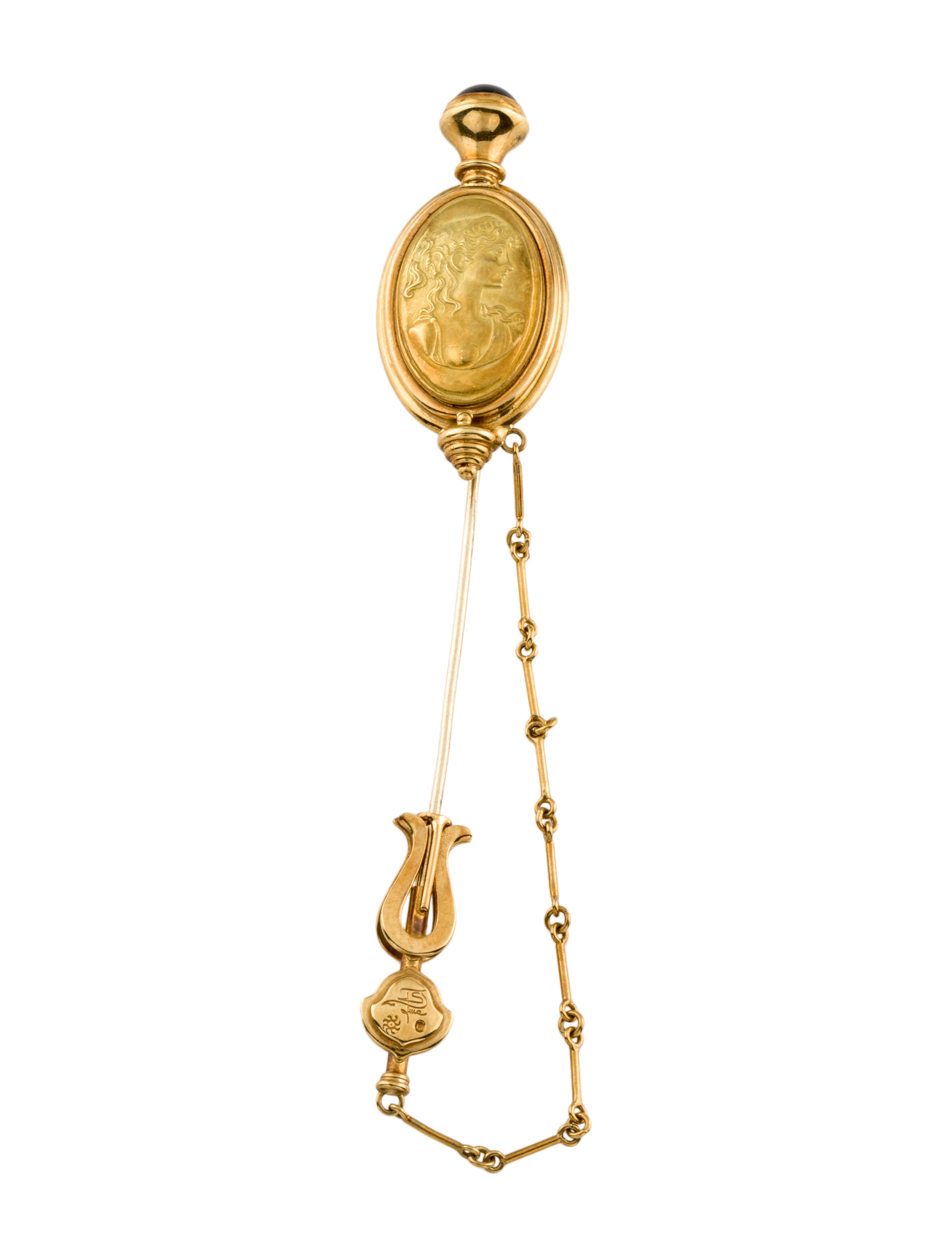 Brooch 18K Cameo Stick Pin 18K Yellow Gold Stick Pin, Brooches