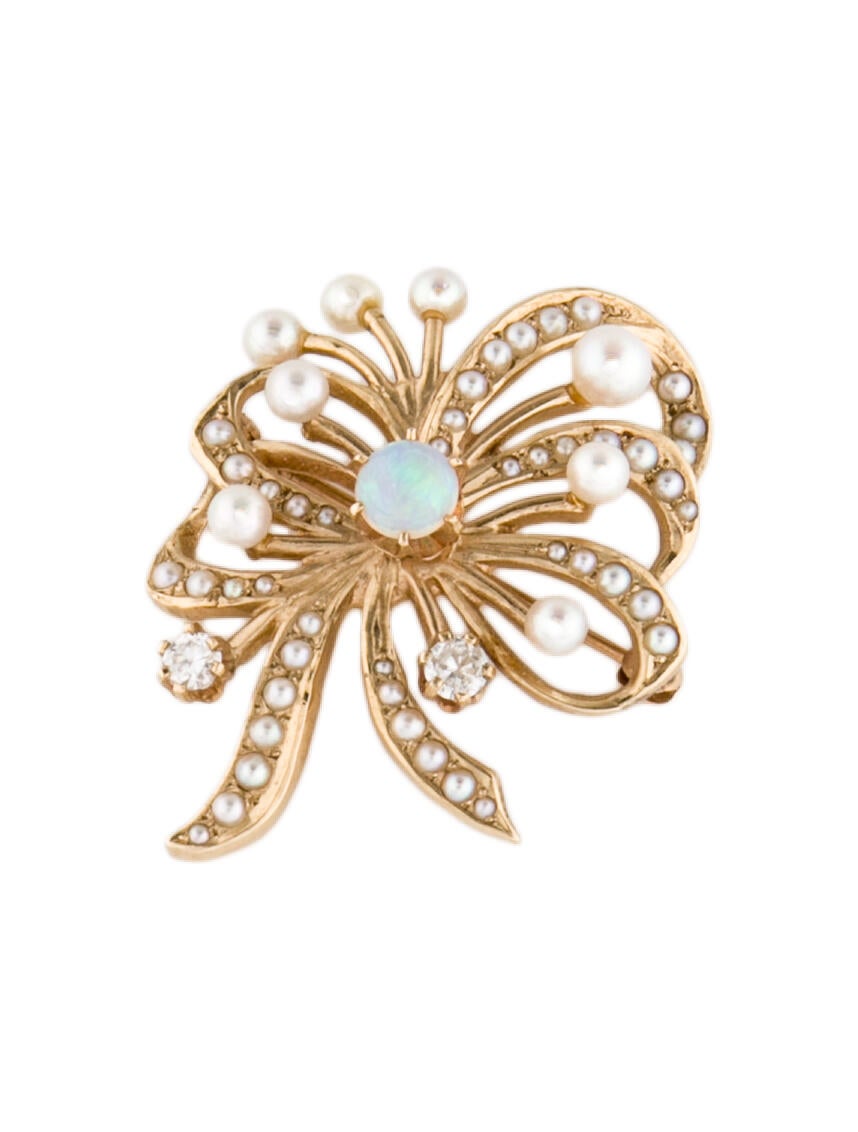 Brooch 18K Blue Topaz & Diamond Brooch Pendant Gold, 18K White Gold