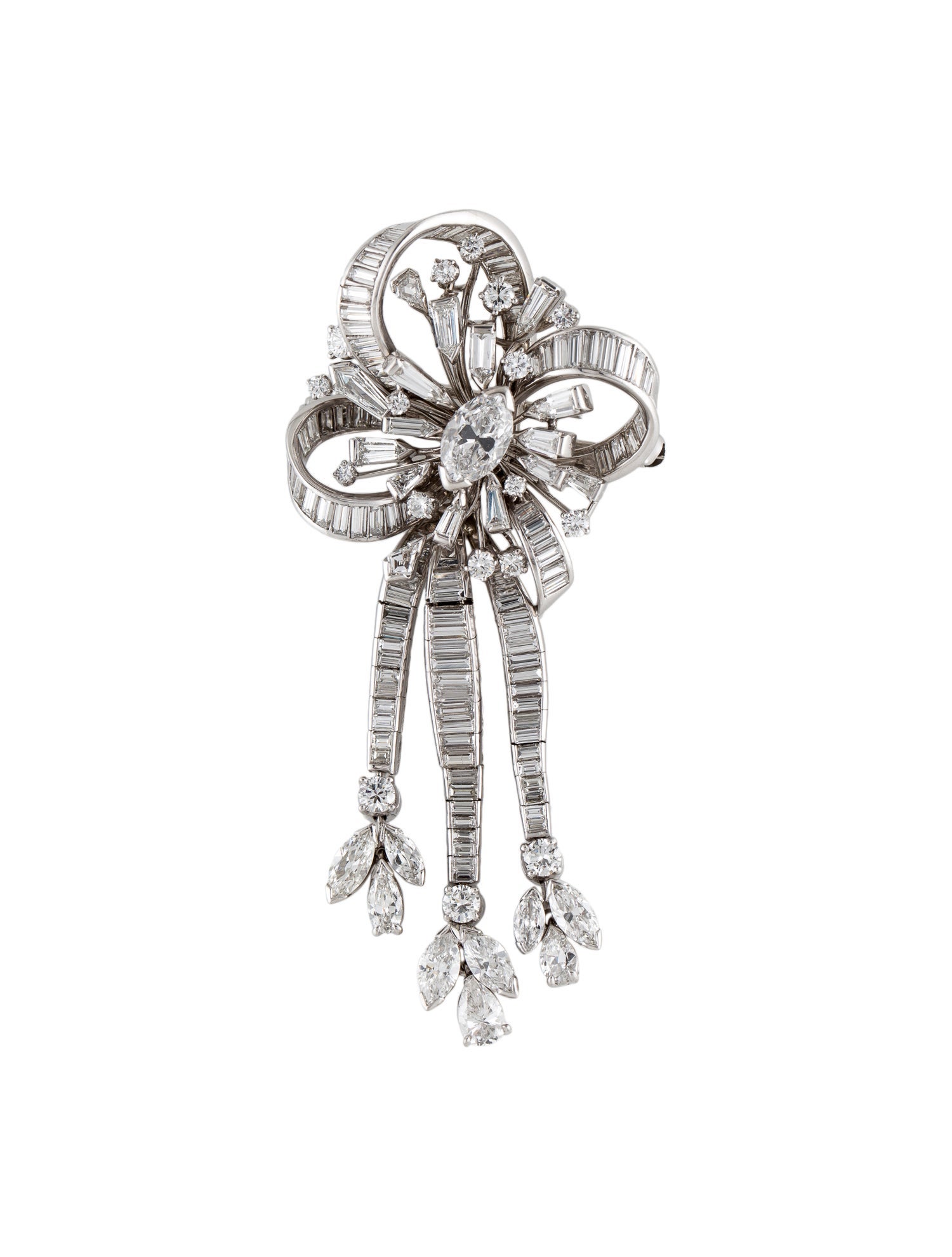 Tiffany & Co. Platinum 5.43ctw Diamond Ribbon Pin Brooch - 900 Platinum ...