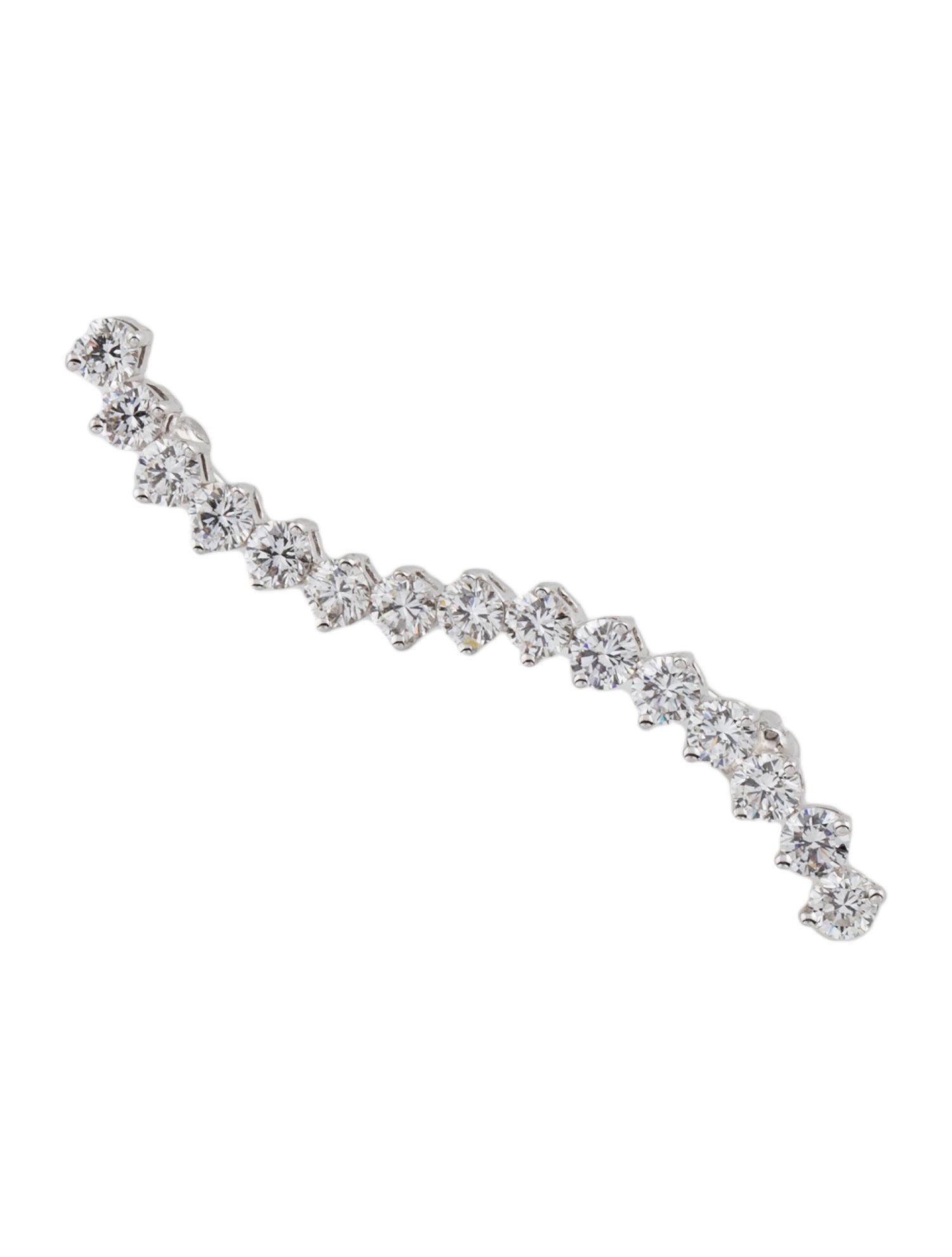 Brooch 18K 1.80 ctw Diamond Wave Brooch Pin RhodiumPlated 10K White