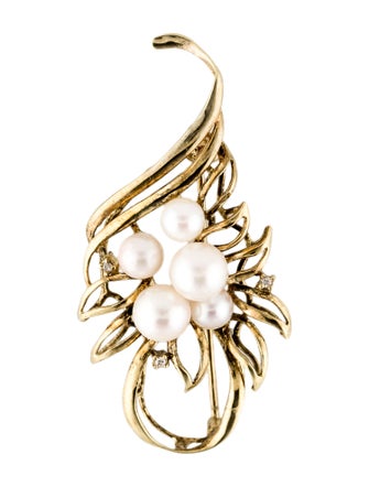 Brooch 14K Pearl & Diamond Brooch