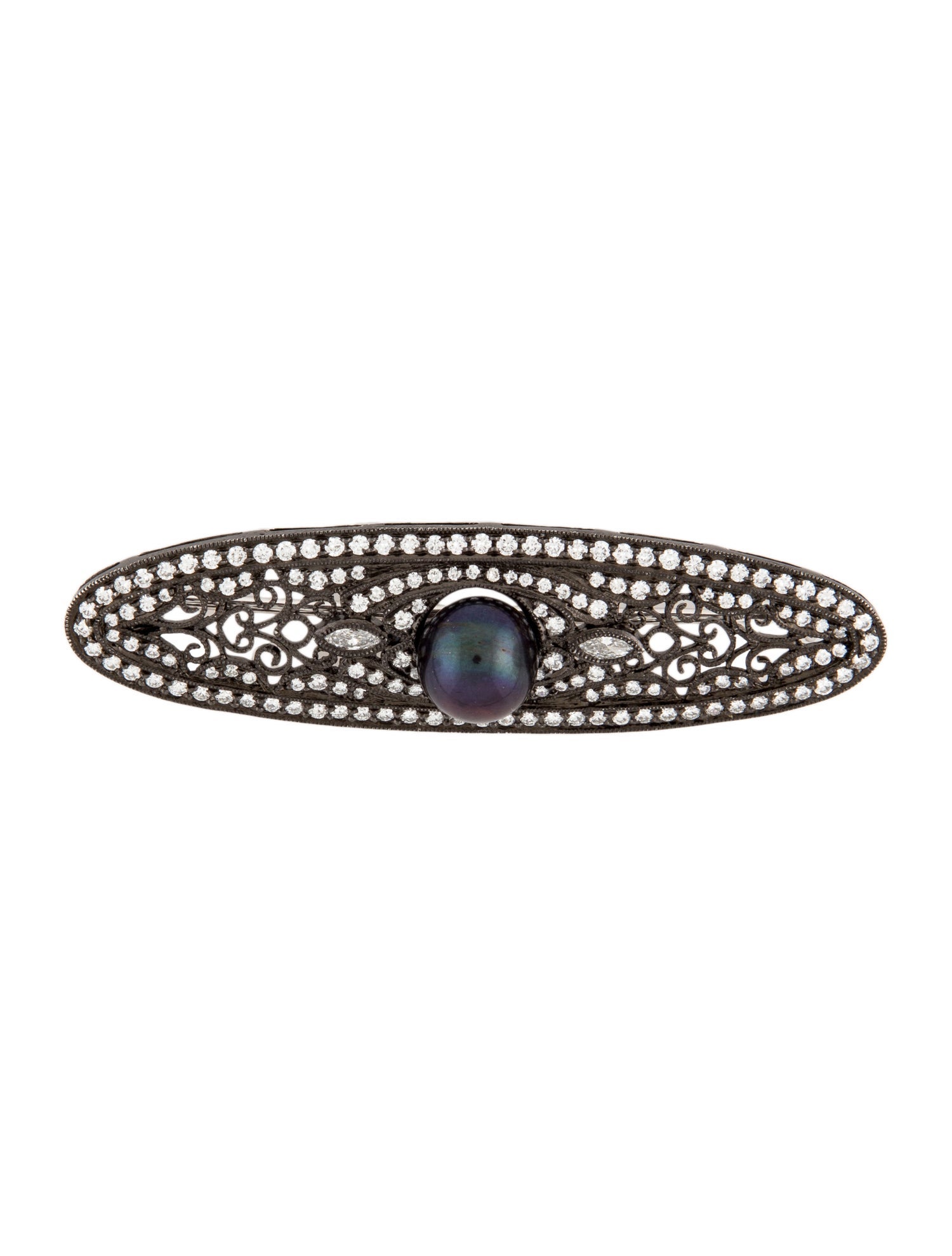Brooch Platinum 2.37ctw Diamond & Dyed Pearl